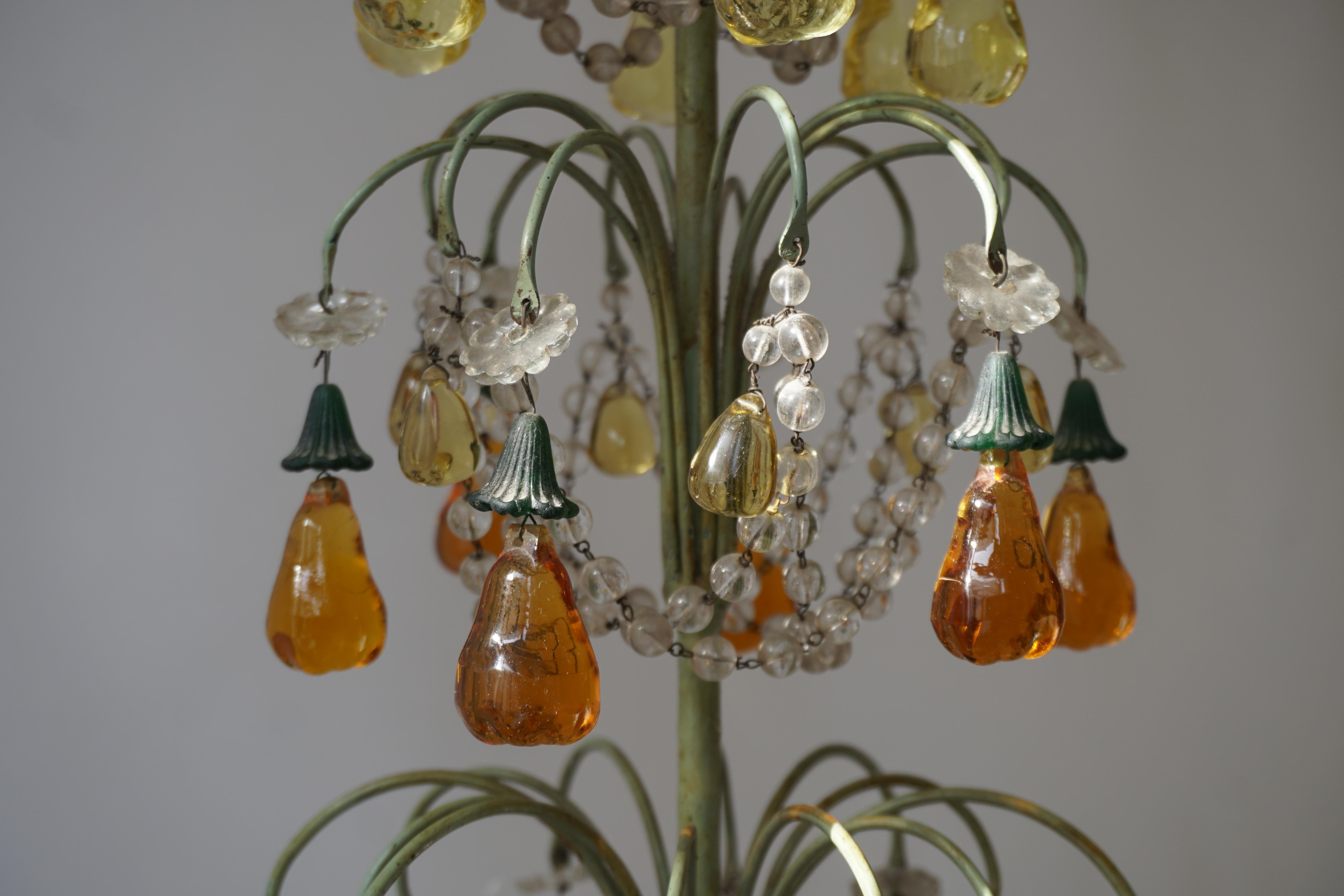 Italian Chandelier with Murano Glass Fruit For Sale 5