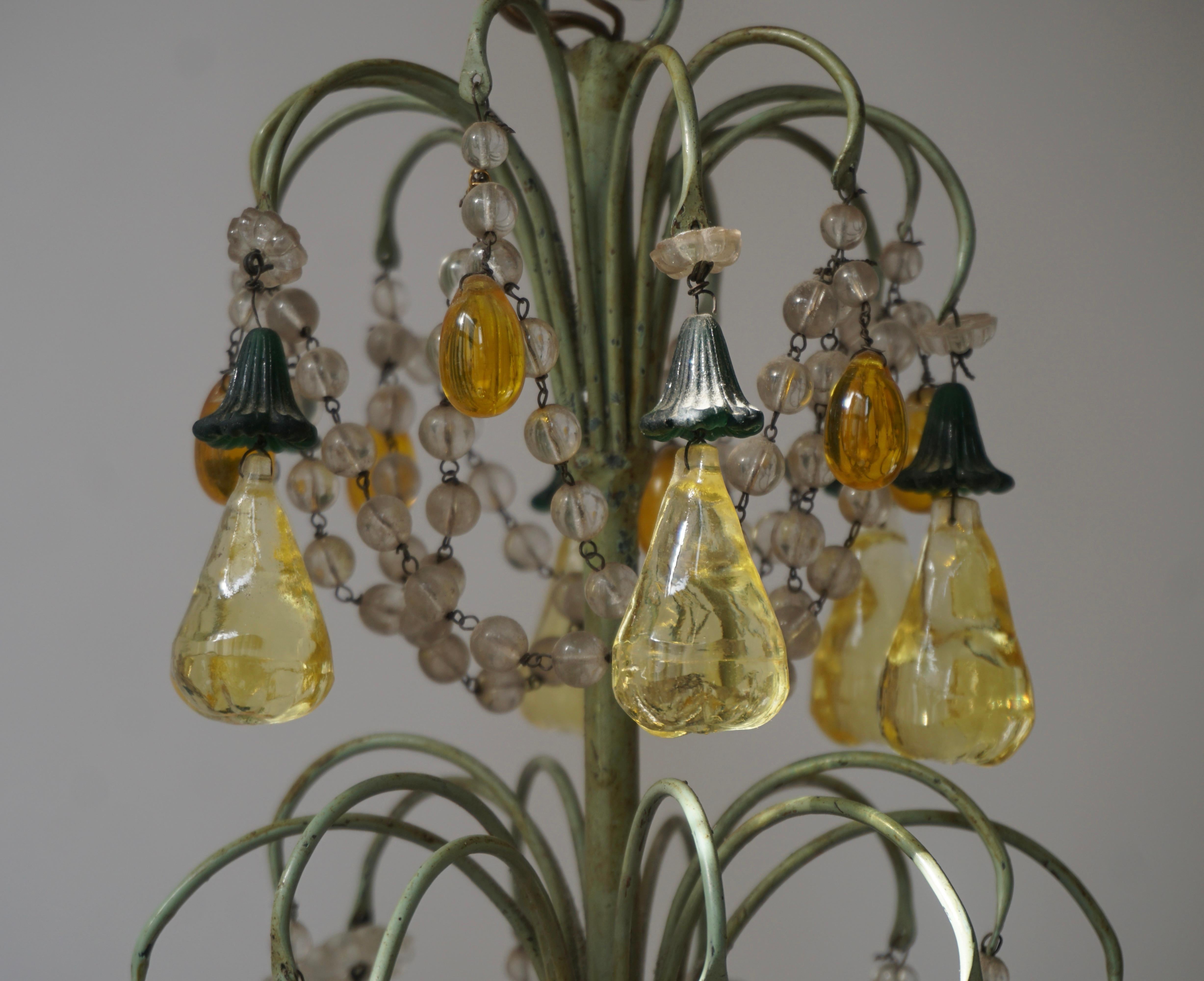 Italian Chandelier with Murano Glass Fruit For Sale 6