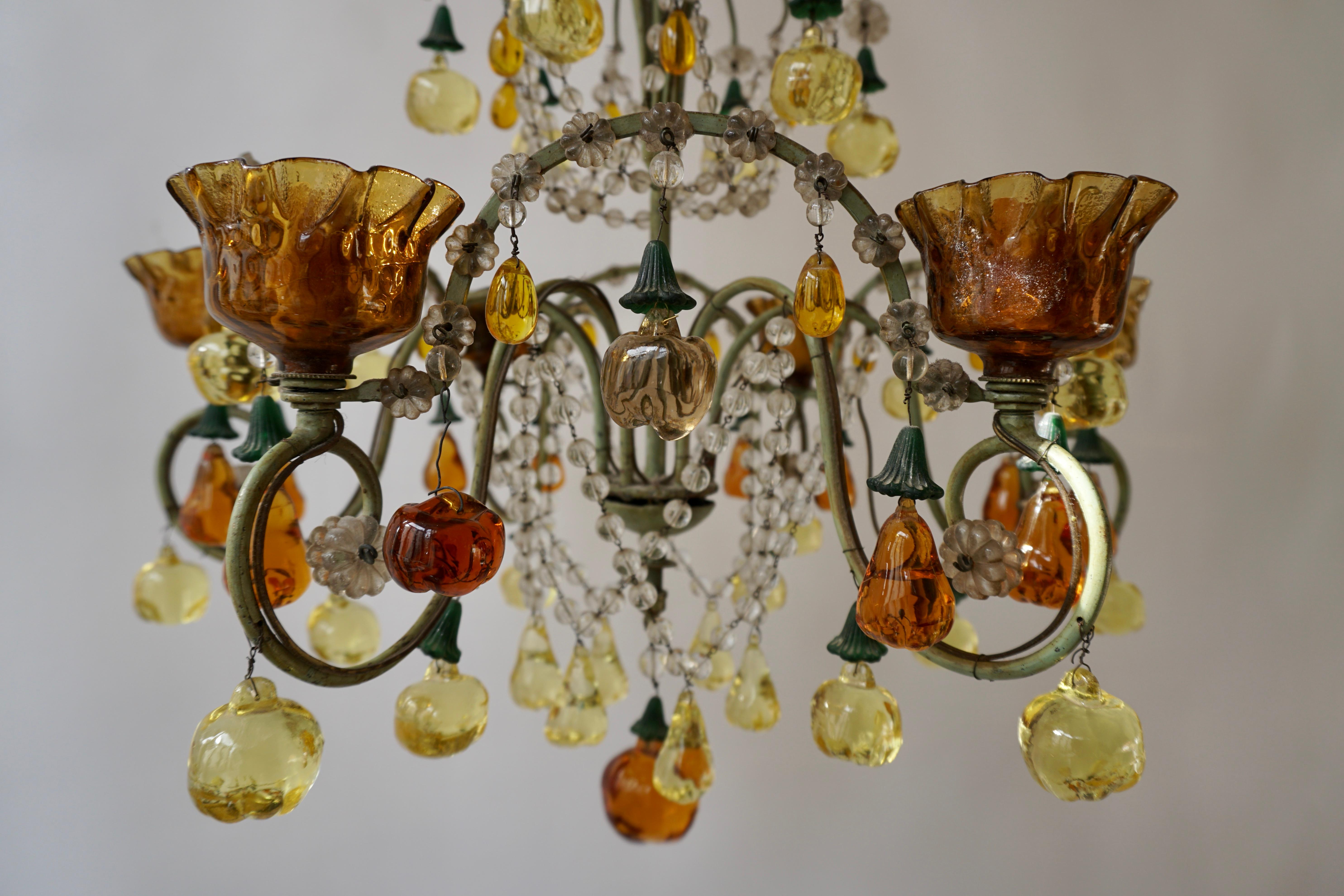 Italian Chandelier with Murano Glass Fruit For Sale 7