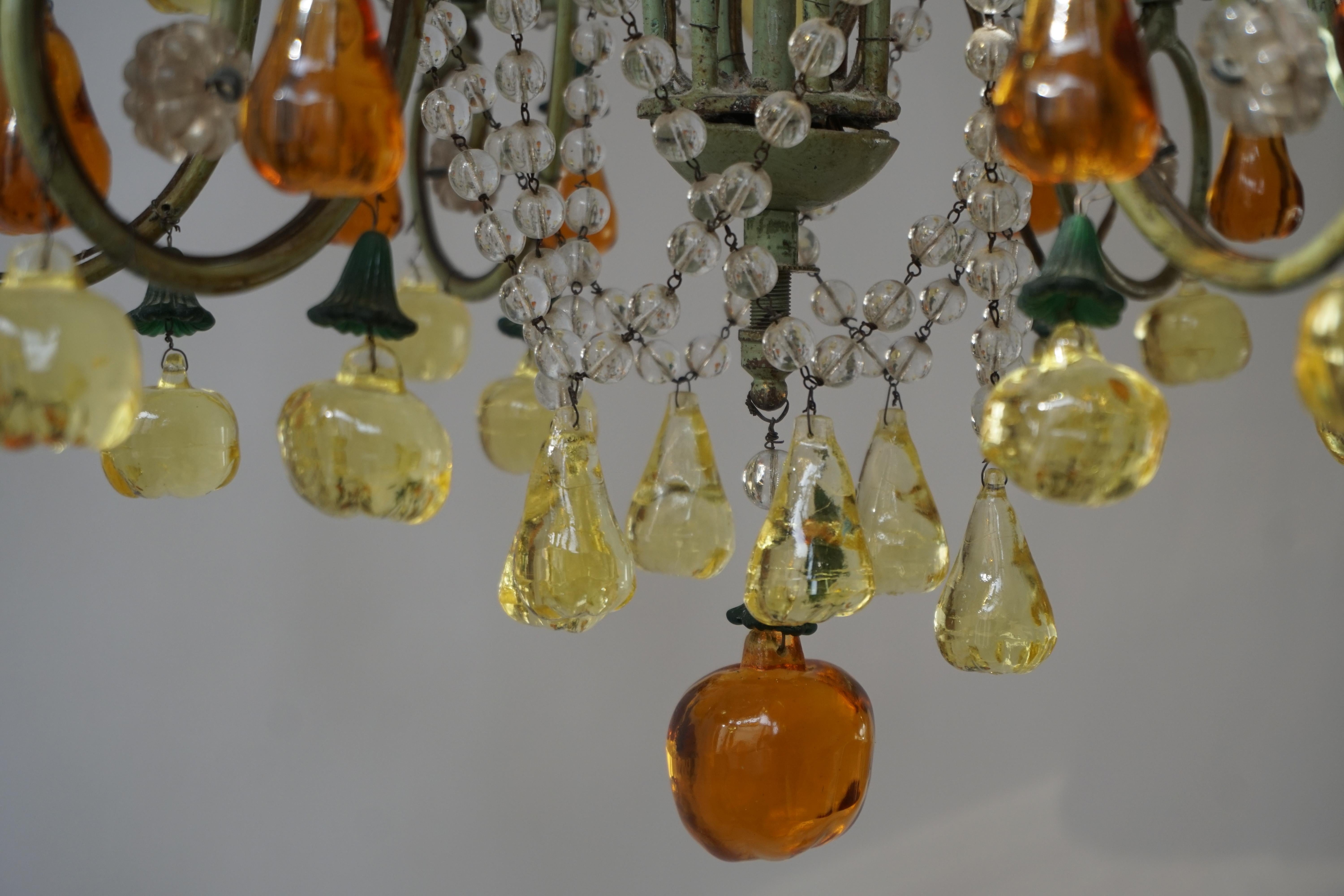 Italian Chandelier with Murano Glass Fruit For Sale 9