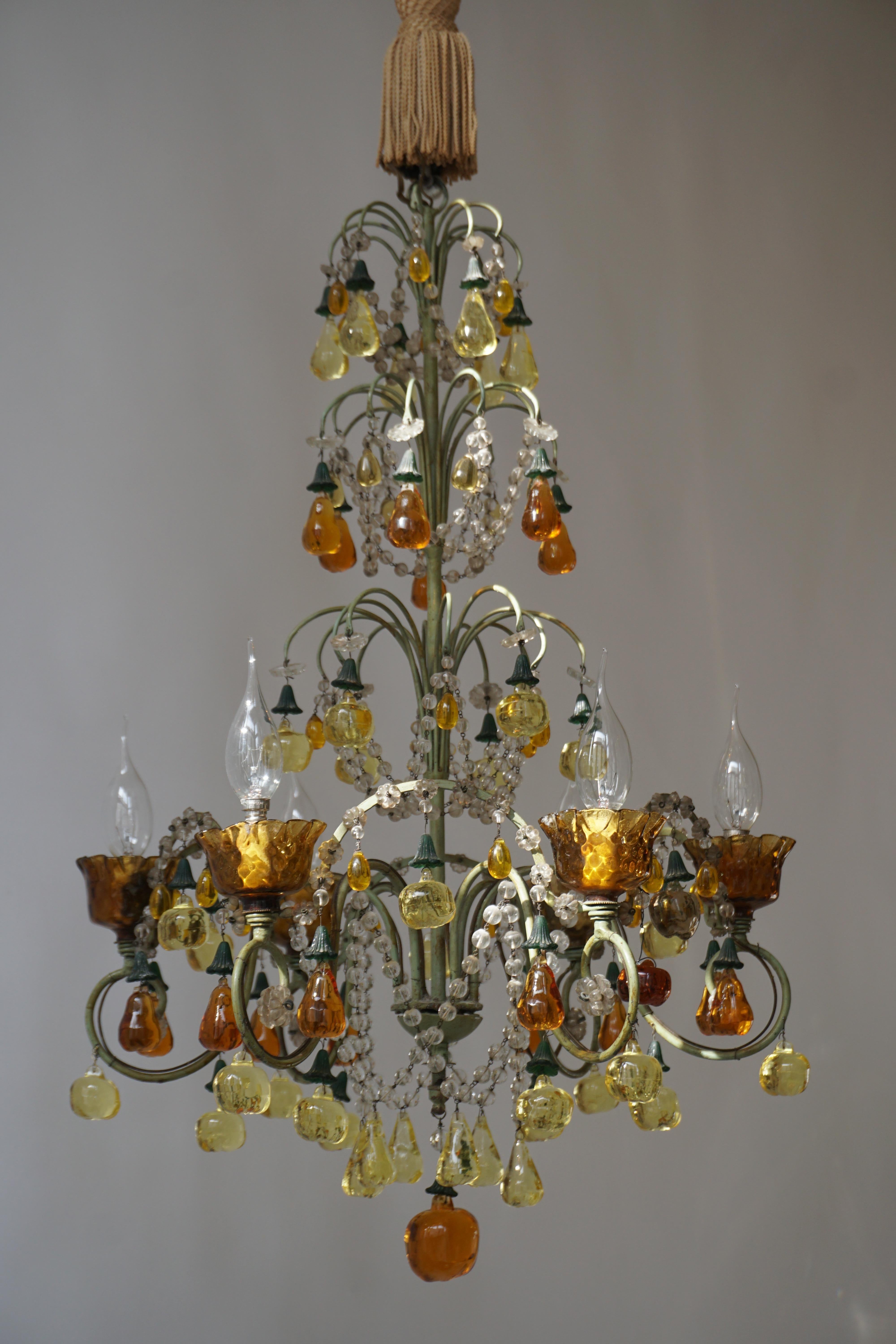 stained glass fruit chandelier
