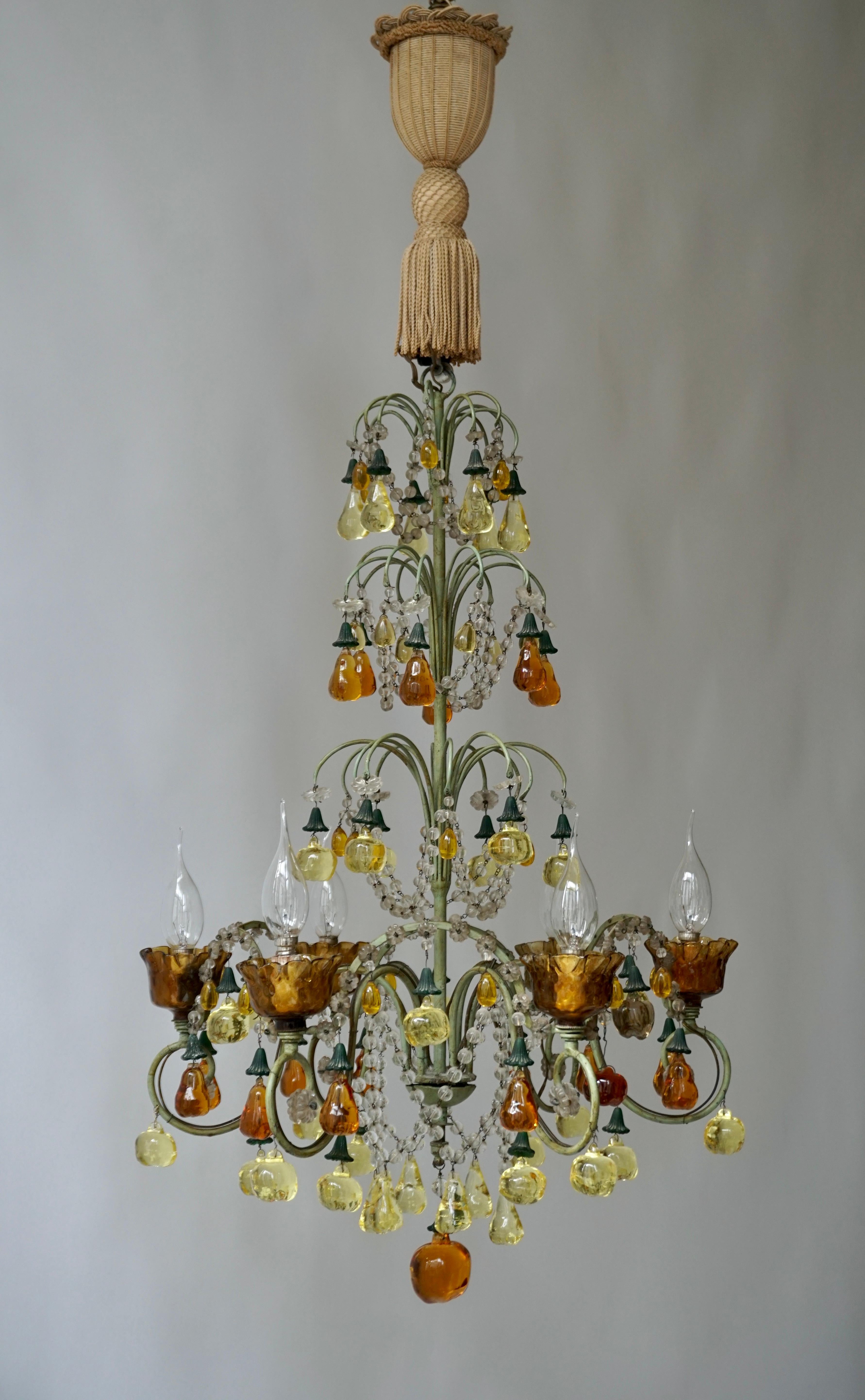 Italian Chandelier with Murano Glass Fruit In Good Condition For Sale In Antwerp, BE