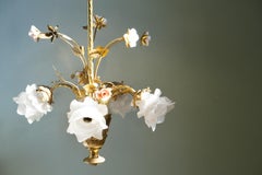 Italian Chandelier with Pink Flower Porcelain Shades