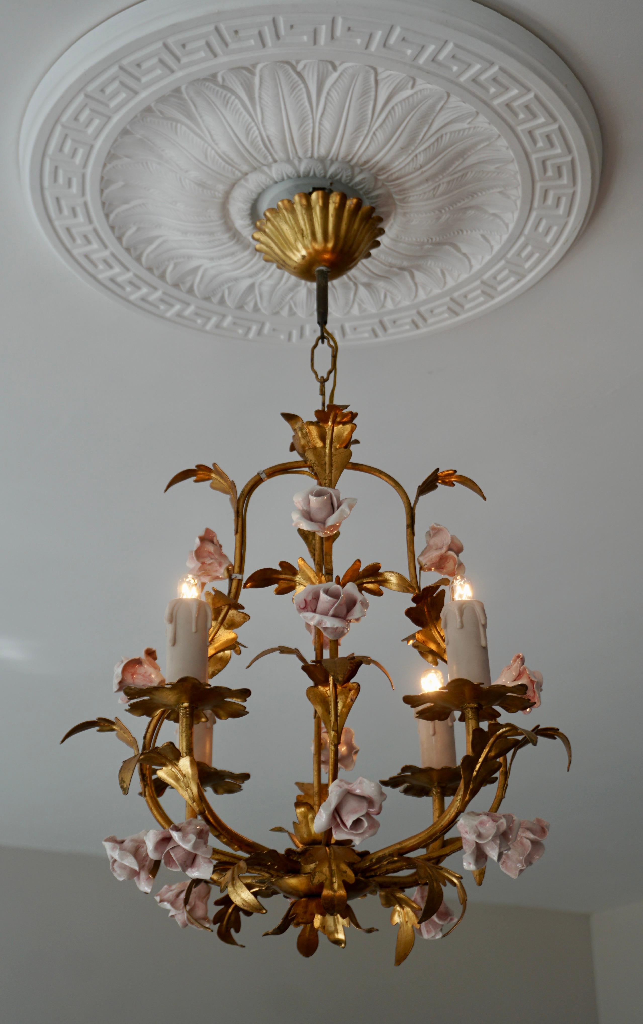 porcelain chandelier roses