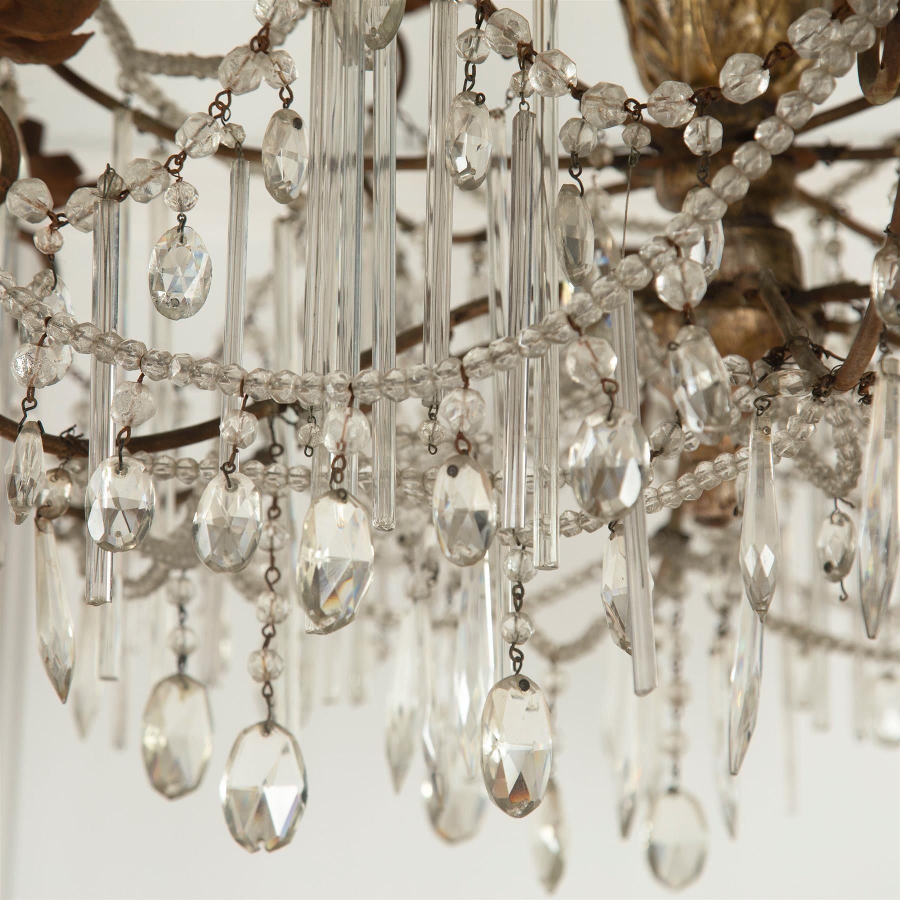 Italian Chandelier with Silvered Stem In Good Condition In Gloucestershire, GB