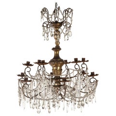 Italian Chandelier with Silvered Stem