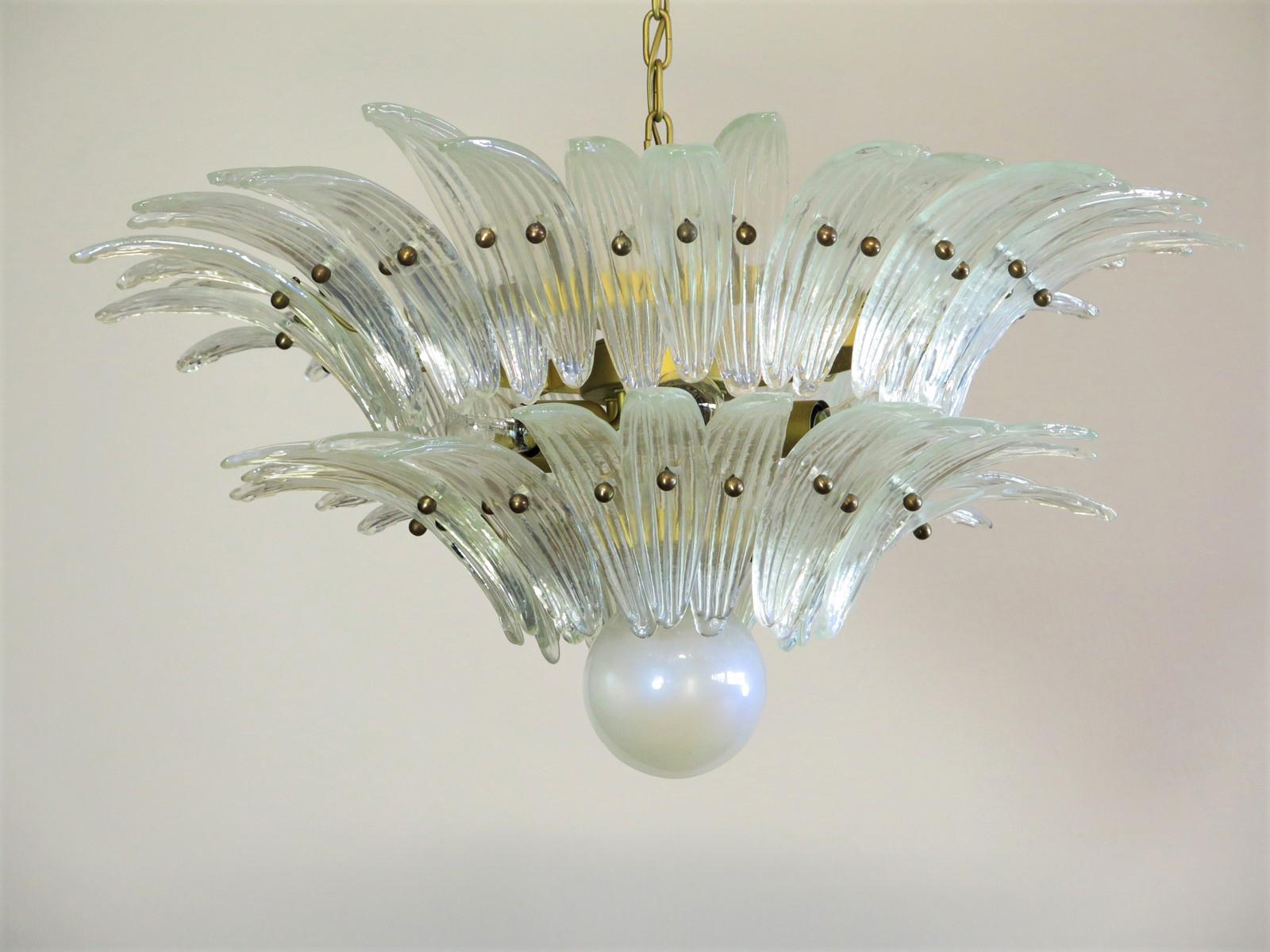 Italian Chandeliers Palmette, Opal Iridescent Glass, Murano, 1970s-1980s 4