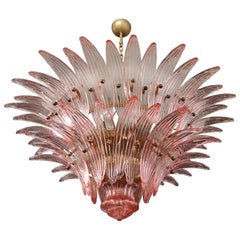 Italian Chandeliers Pink Leaves, Murano