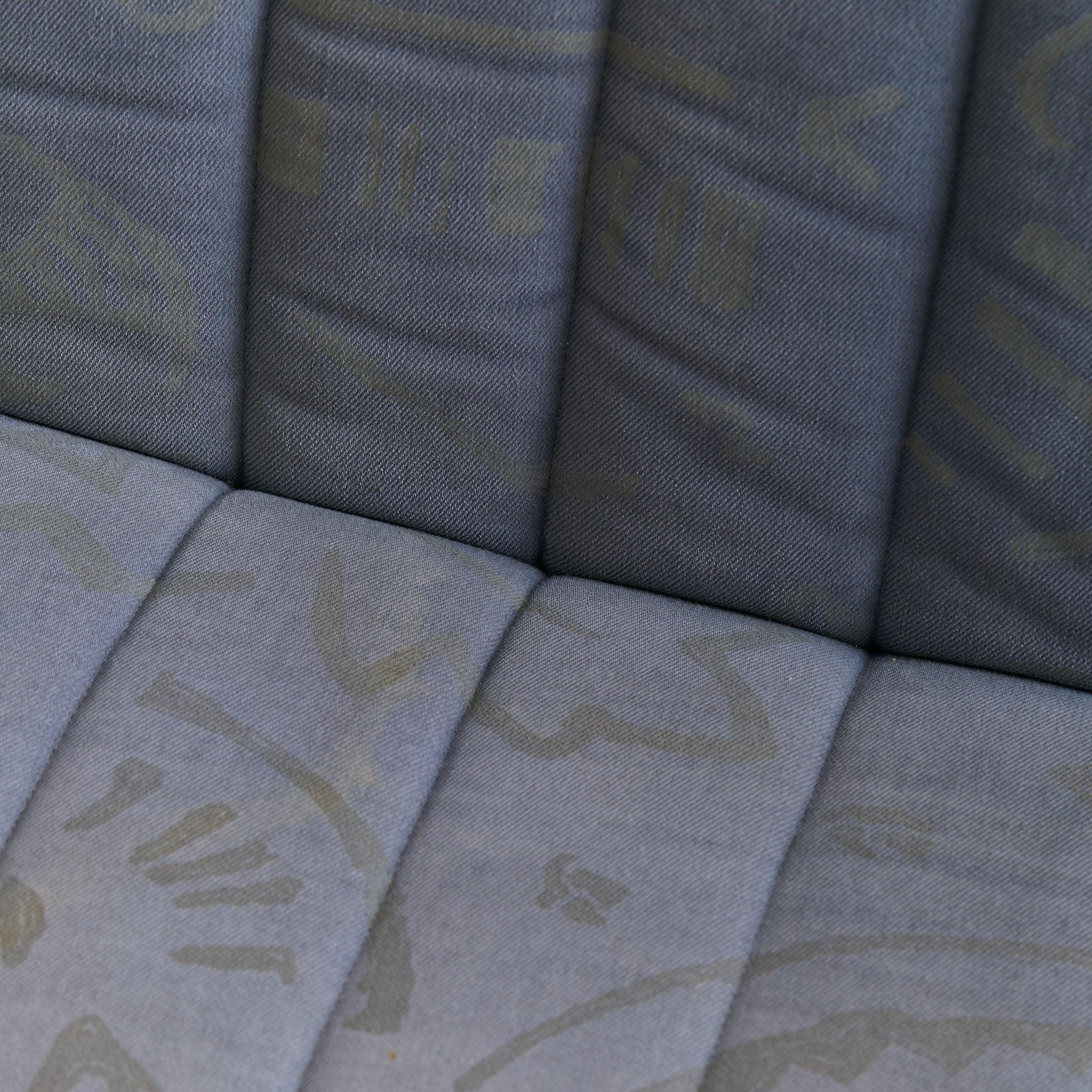 Italian Channel-Back Lounge Chair in Original Denim, 1970s - 2 Available im Angebot 4