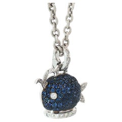 Italian Chantecler Capri 18k Gold Sapphire and Diamond Whale Pendant