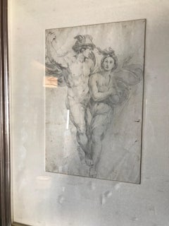 18th Century Italian Charcoal Drawing of Apollo and Daphne