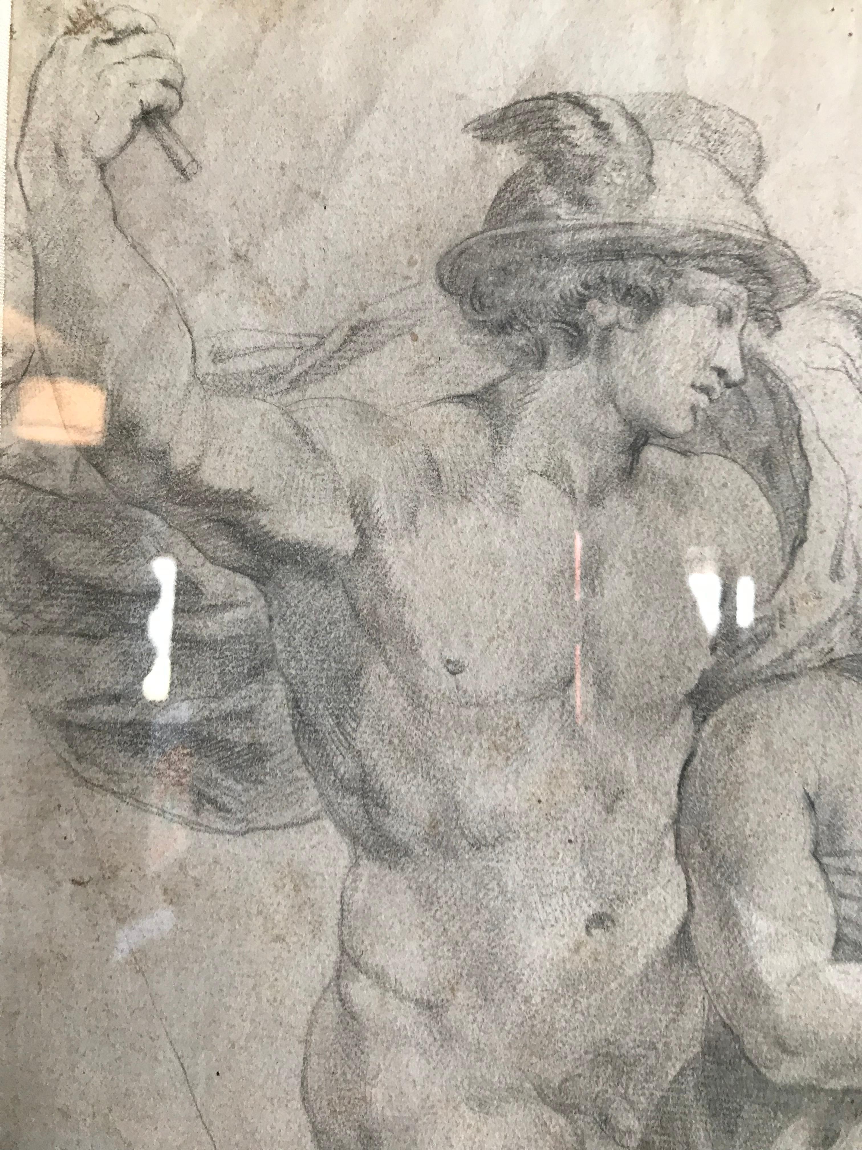 18th Century and Earlier 18th Century Italian Charcoal Drawing of Apollo and Daphne