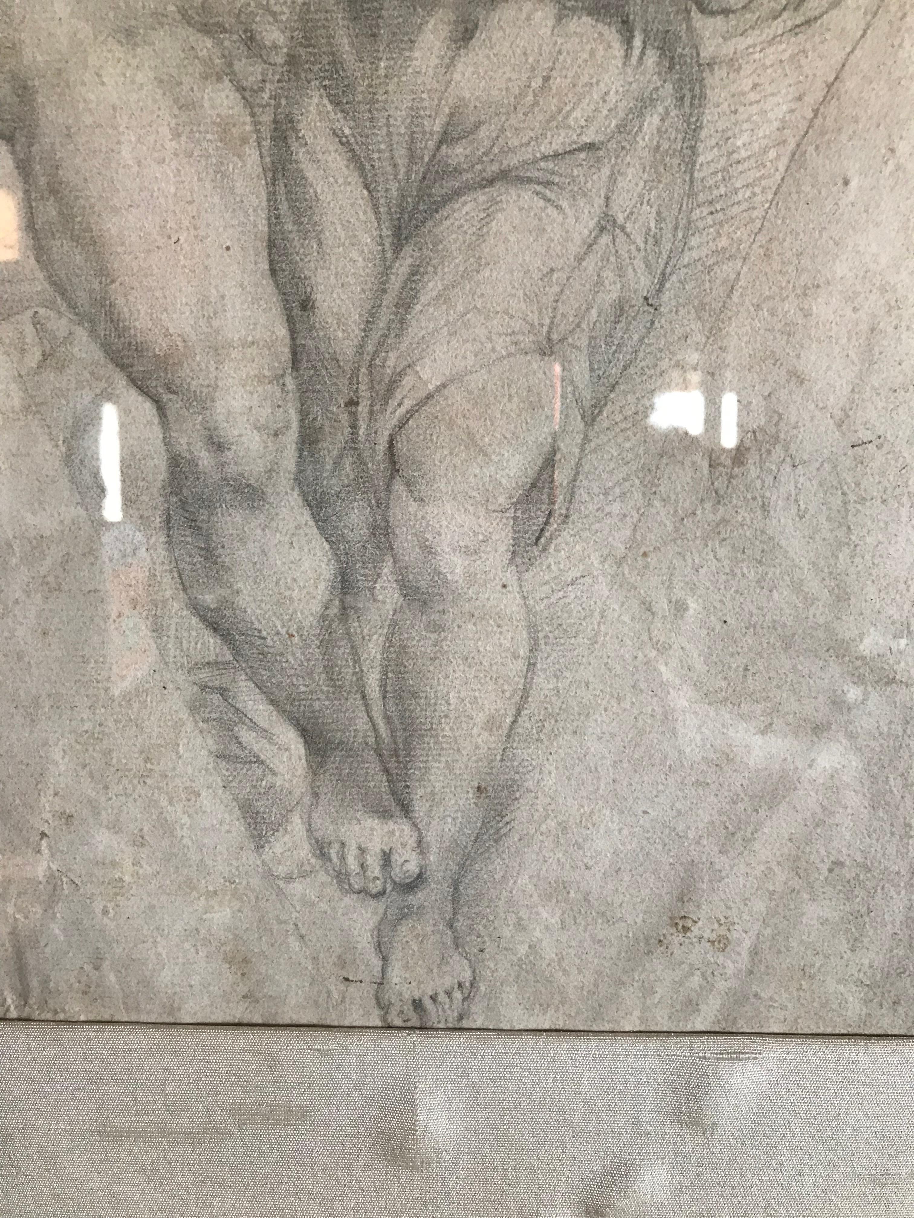 18th Century Italian Charcoal Drawing of Apollo and Daphne 1