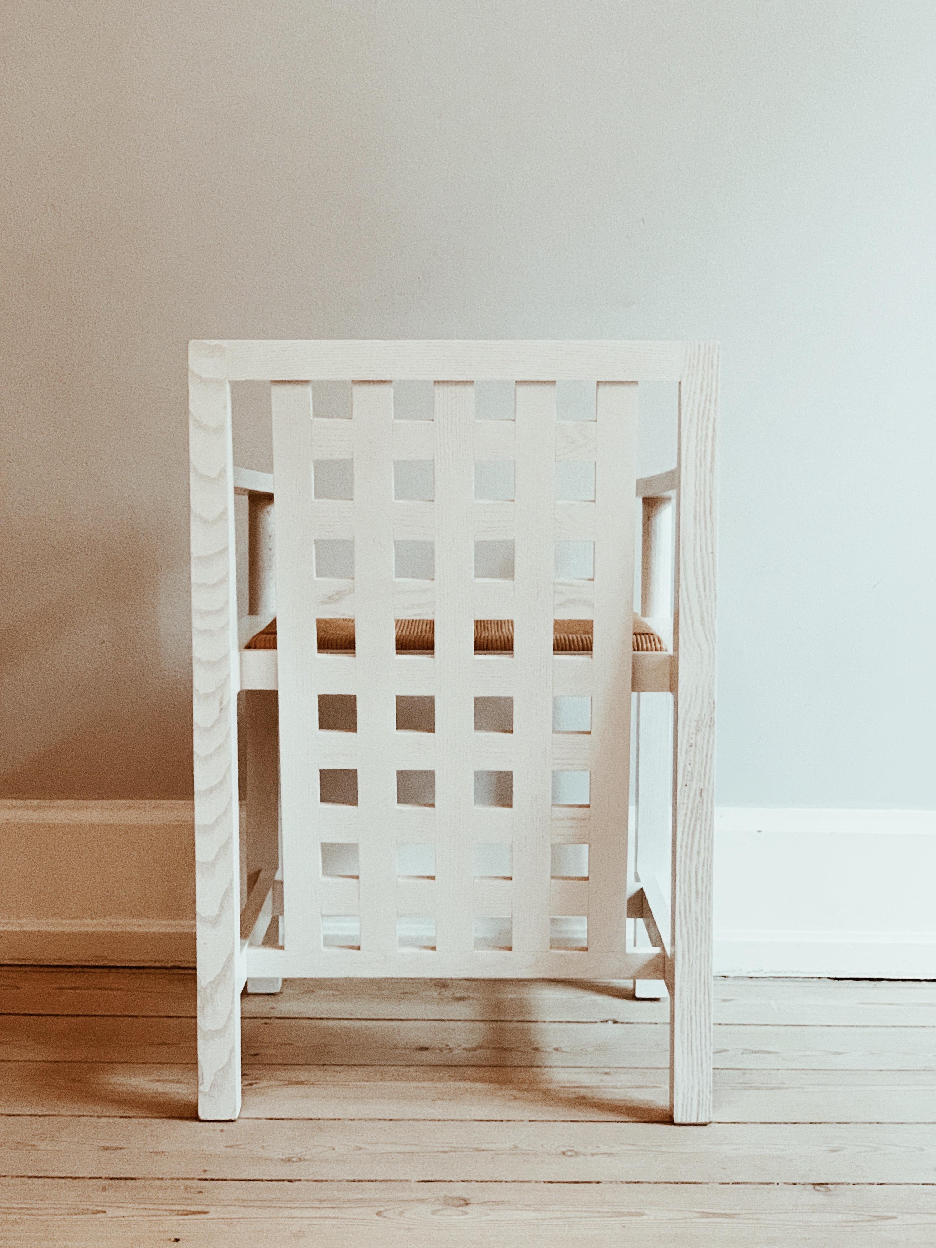 Hand-Woven Italian Charles Rennie Macintosh chairs in ash and straw