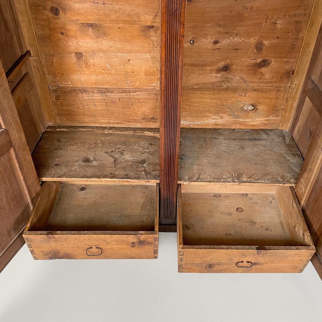 Italian Charles X style two-door wooden wardrobe with decorations, early 1800s For Sale 12