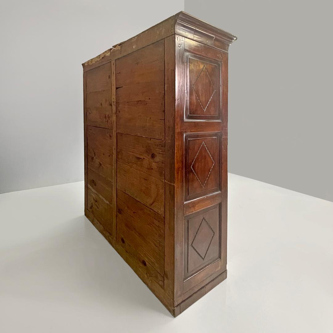 Metal Italian Charles X style two-door wooden wardrobe with decorations, early 1800s For Sale