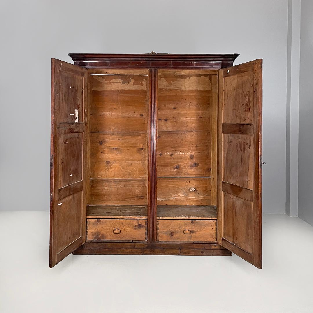 Italian Charles X style two-door wooden wardrobe with decorations, early 1800s For Sale 1
