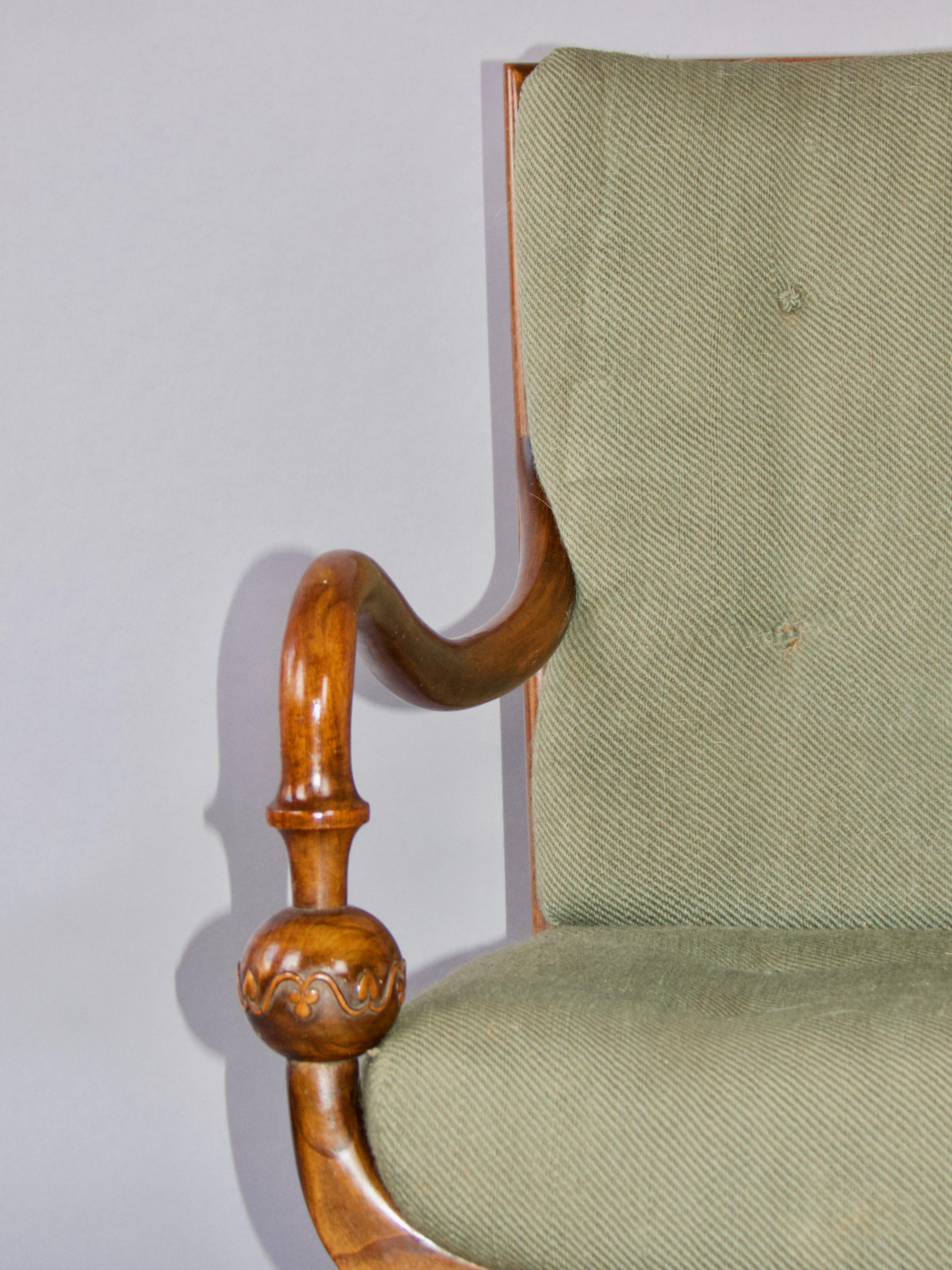Fauteuil de charme italien en tissu et Wood Wood 6