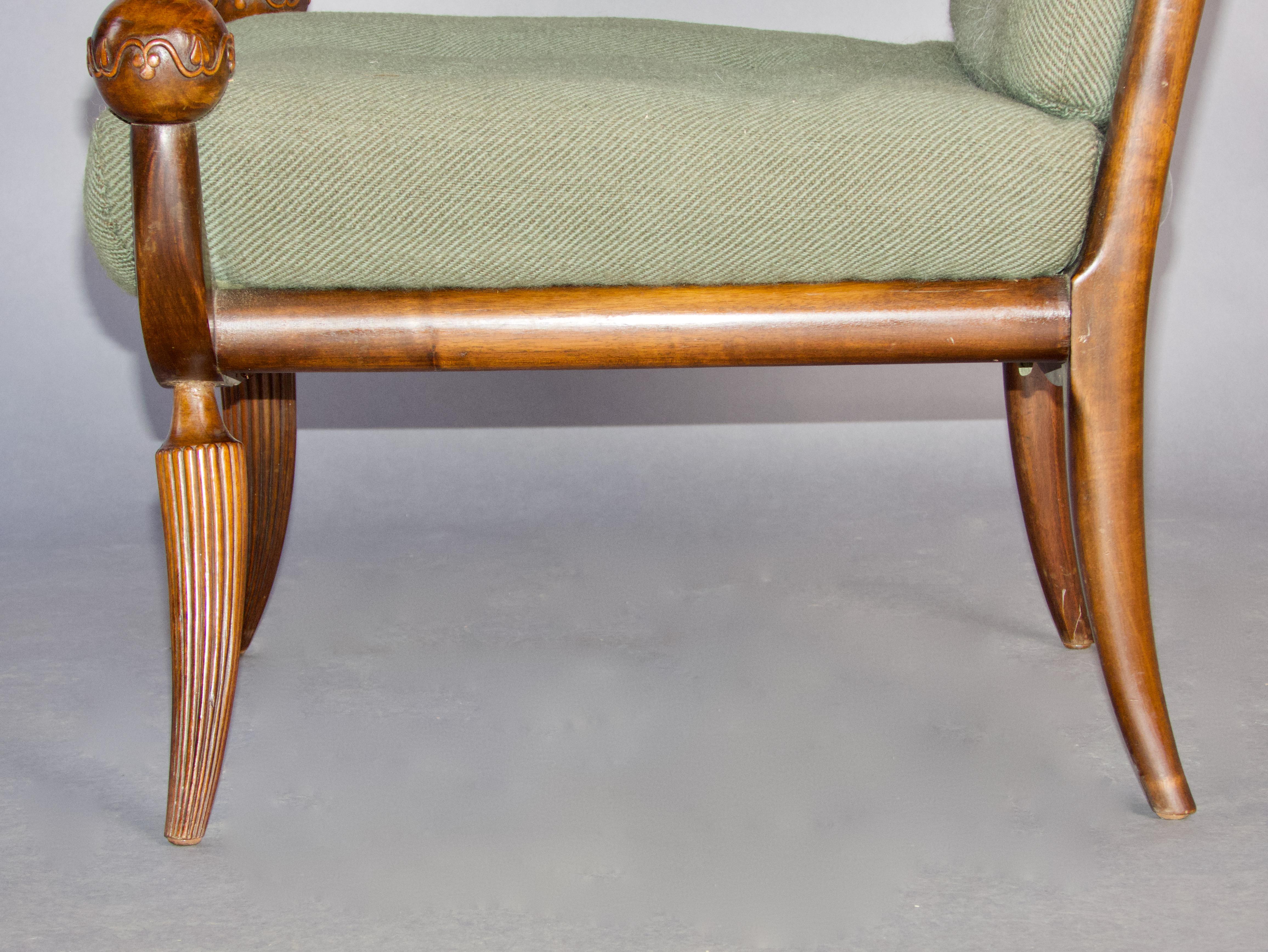 Fauteuil de charme italien en tissu et Wood Wood 7