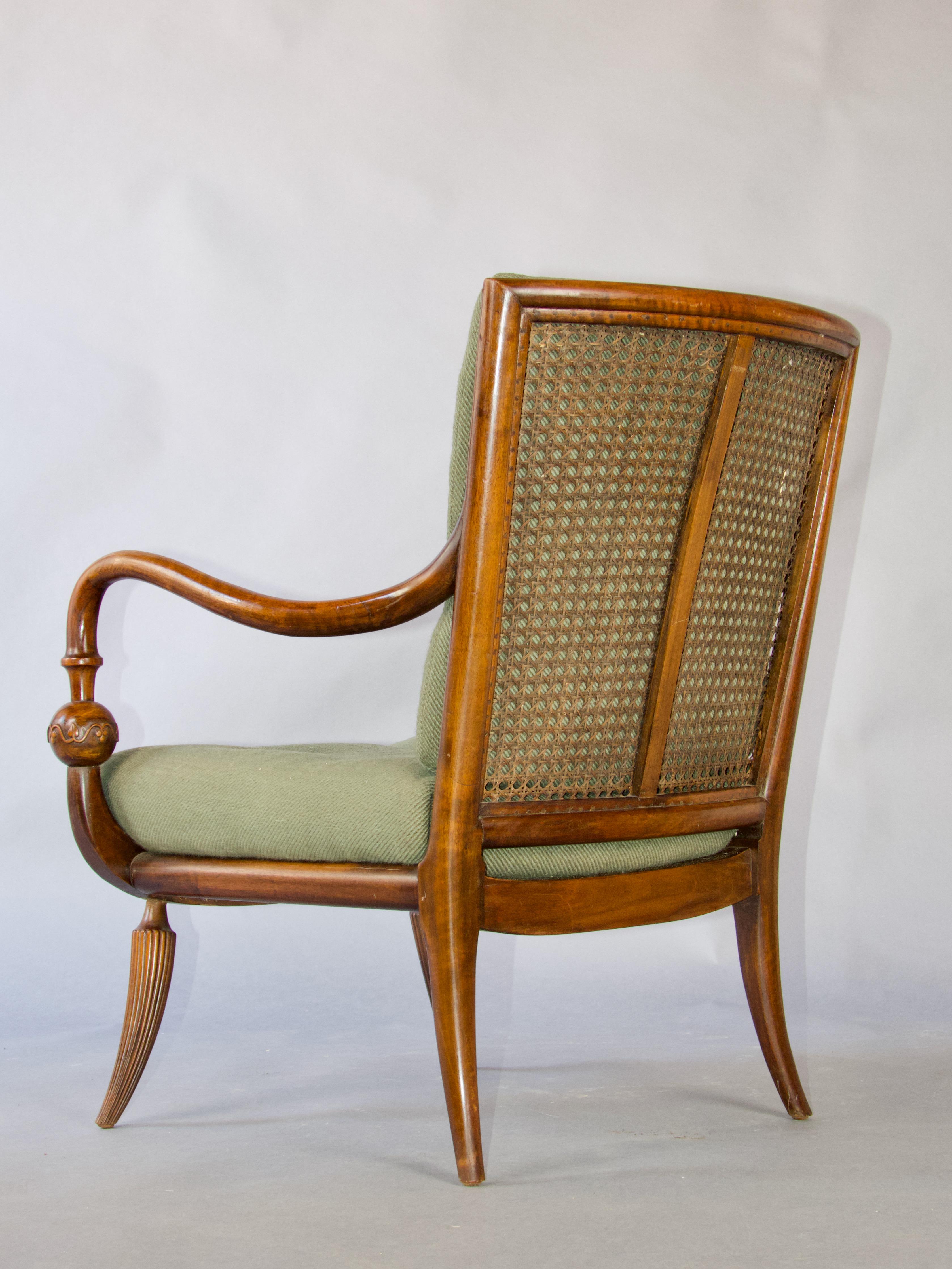 Fauteuil de charme italien en tissu et Wood Wood 9
