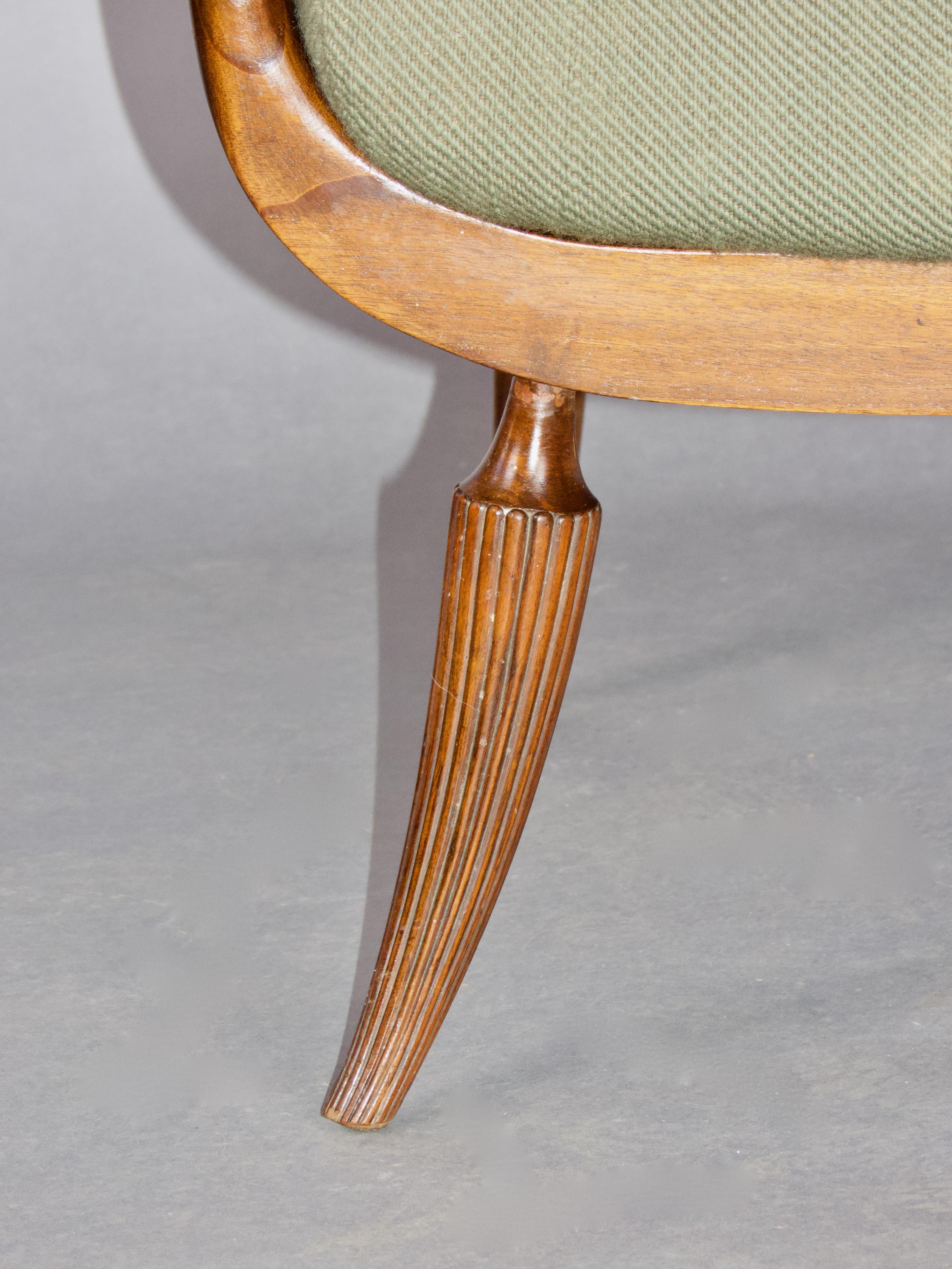 Fauteuil de charme italien en tissu et Wood Wood 1