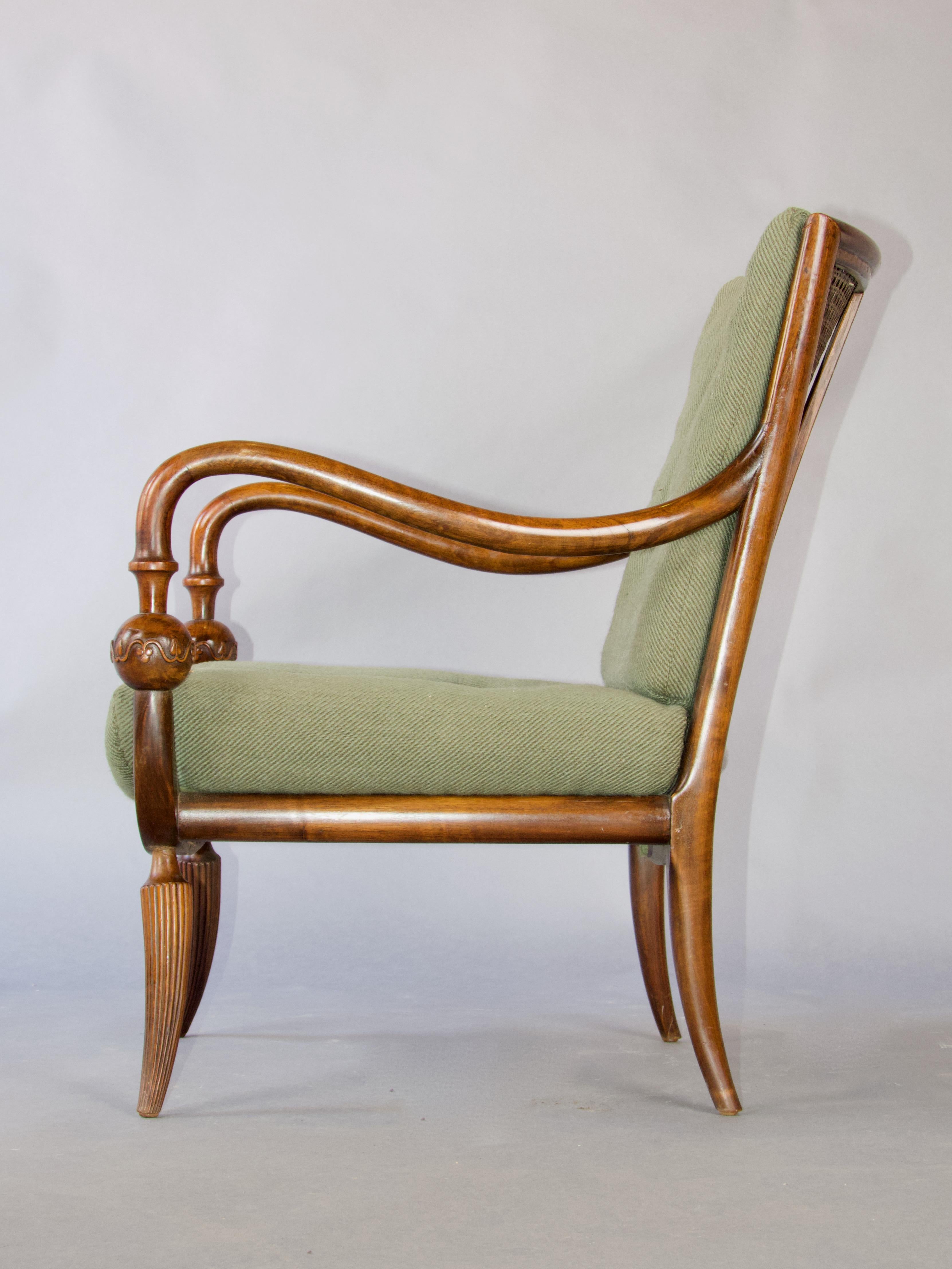 Fauteuil de charme italien en tissu et Wood Wood 2