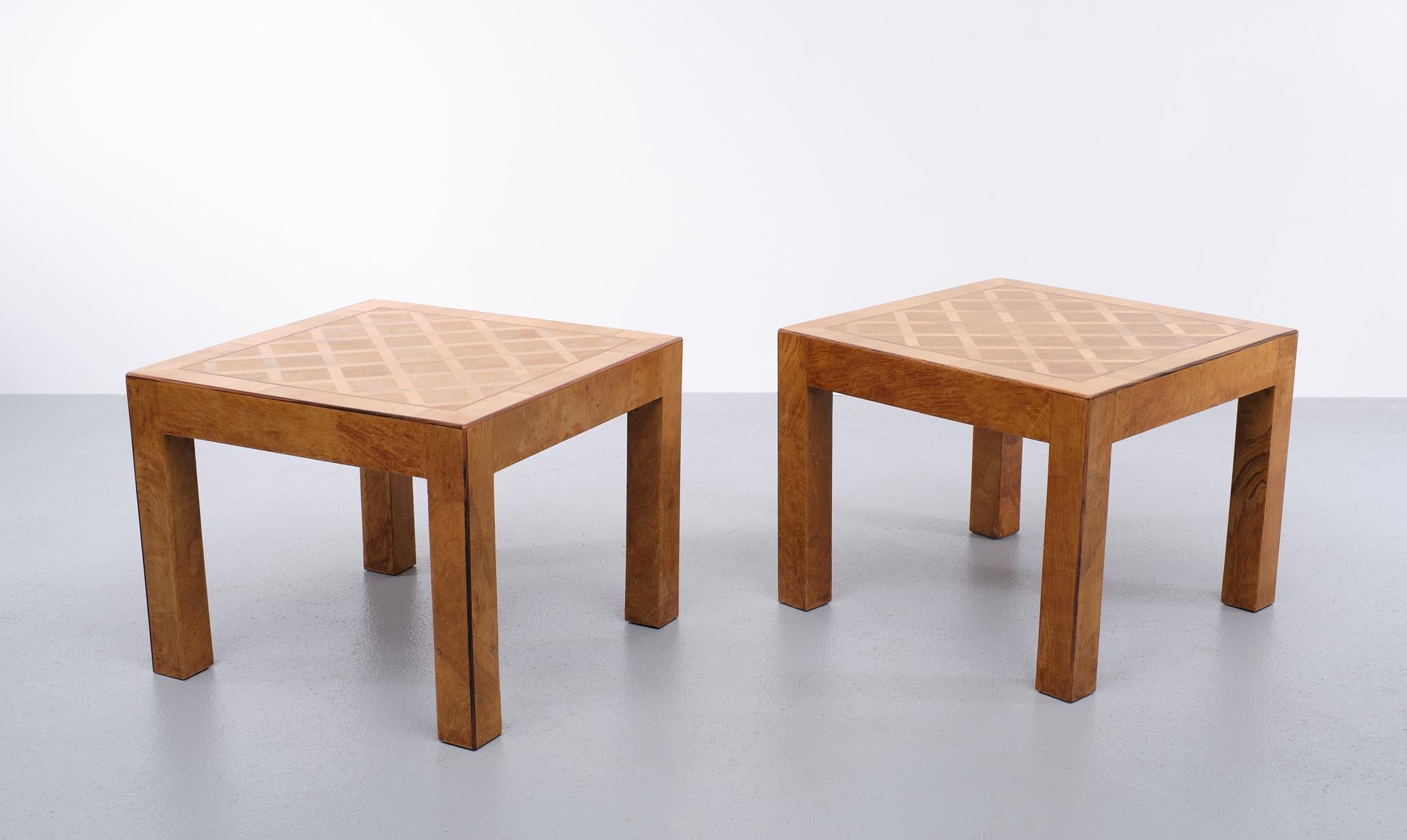 Italian Checkerboard Inlay Side Tables, 1960s For Sale 2