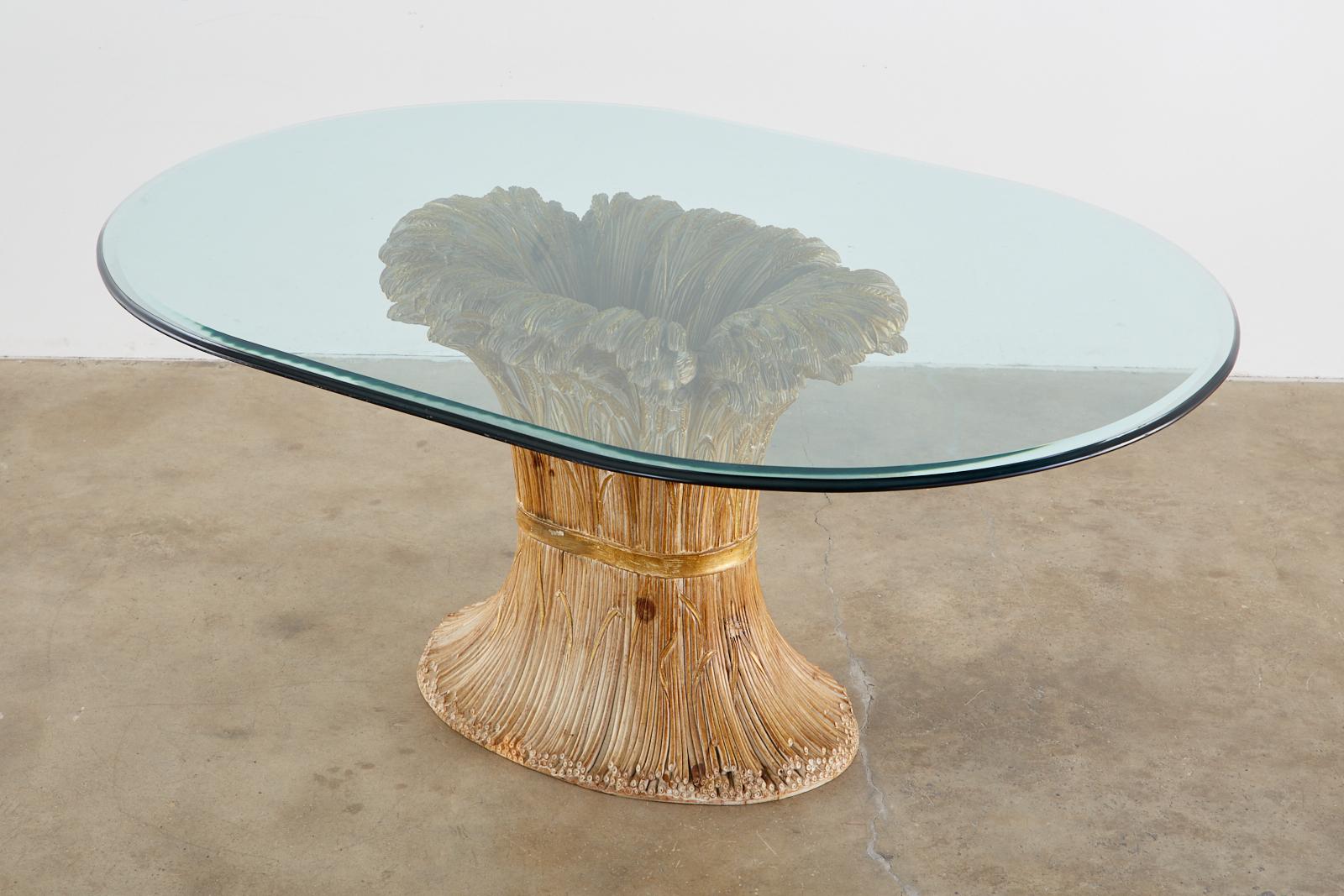 Italian Chelini Carved Wheat Sheaf Oval Dining Table In Good Condition In Rio Vista, CA