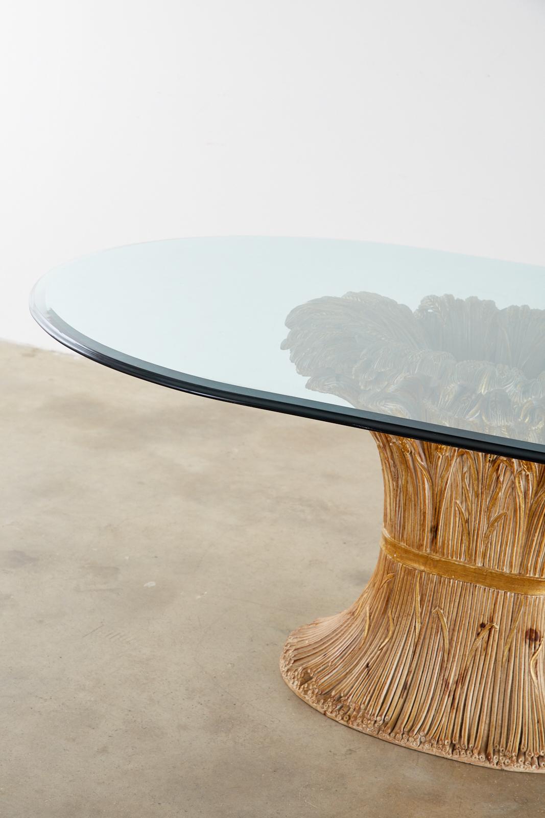 20th Century Italian Chelini Carved Wheat Sheaf Oval Dining Table