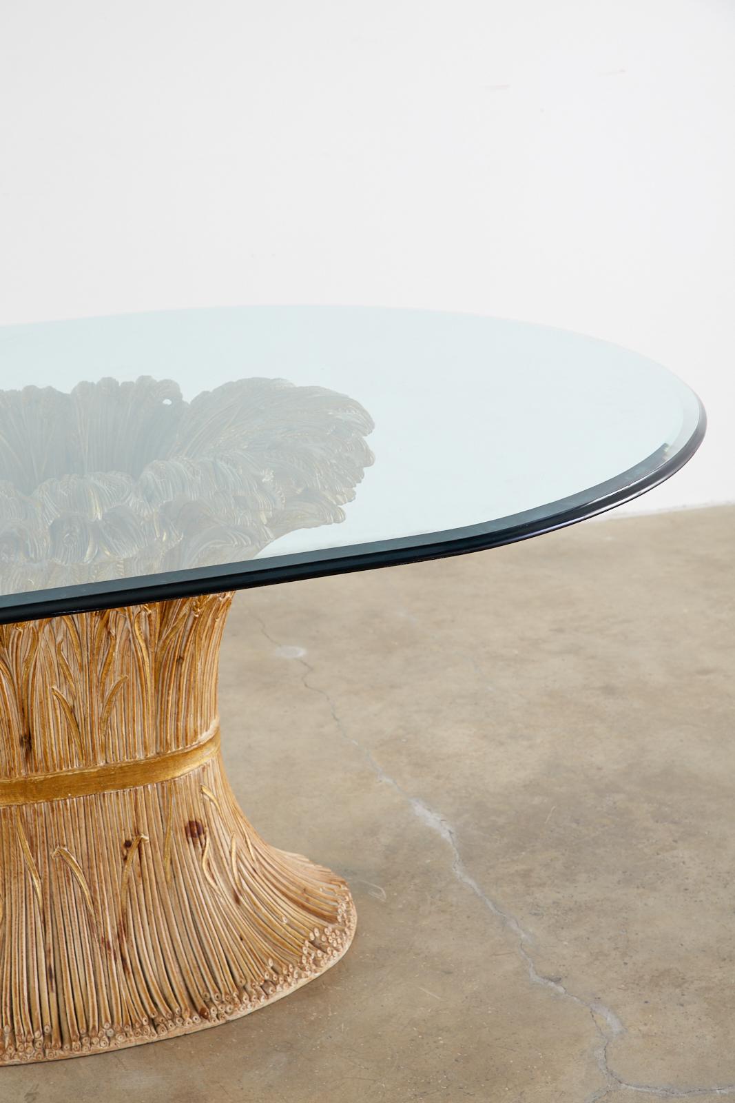 Giltwood Italian Chelini Carved Wheat Sheaf Oval Dining Table