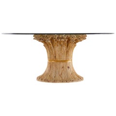 Italian Chelini Carved Wheat Sheaf Oval Dining Table 