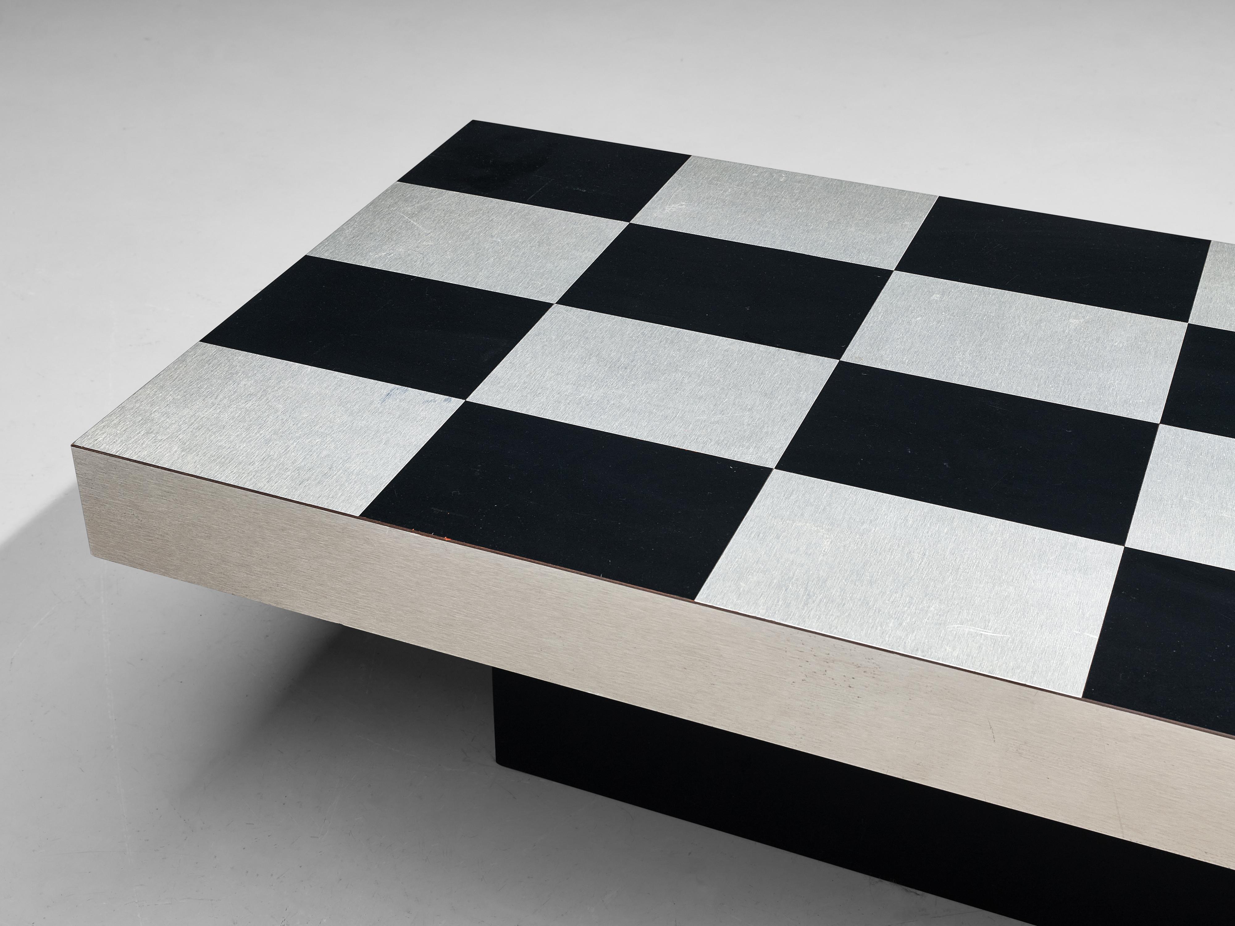 Mid-Century Modern Italian Chequered Coffee Table in Metal 