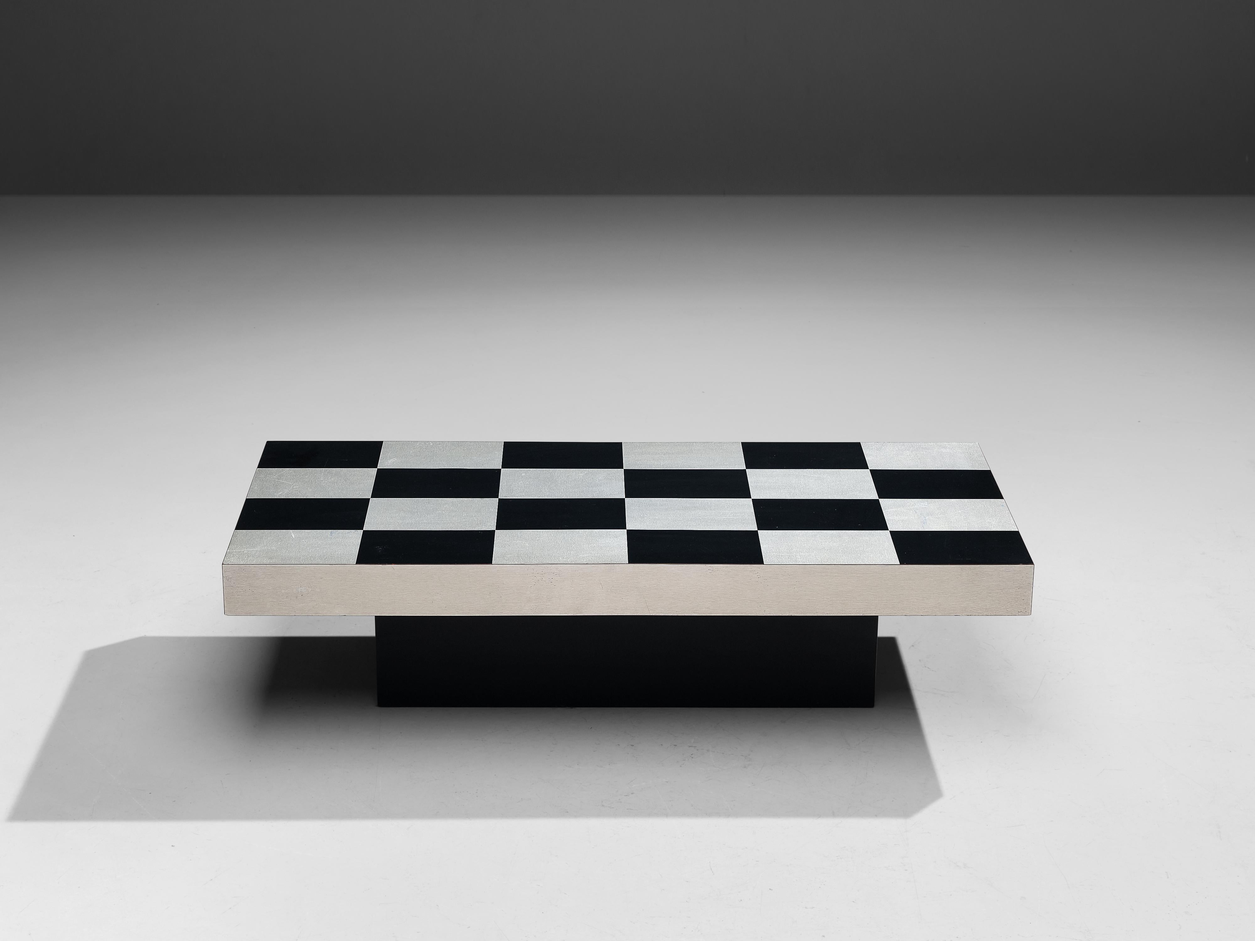 Brushed Italian Chequered Coffee Table in Metal 
