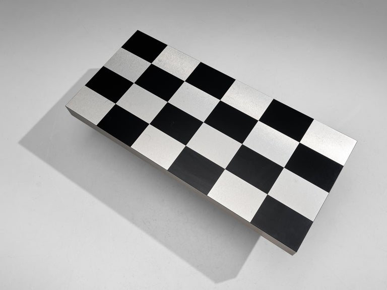 Italian Chequered Coffee Table in Metal  For Sale 1