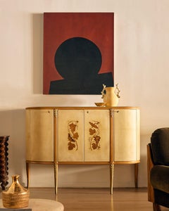 Italian CherryWood + Goatskin Cabinet by Paolo Buffa & Giovanni Gariboldi, 1940s