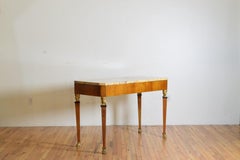 Italian Cherrywood Veneered, Giltwood, and Marble-Top Center Table