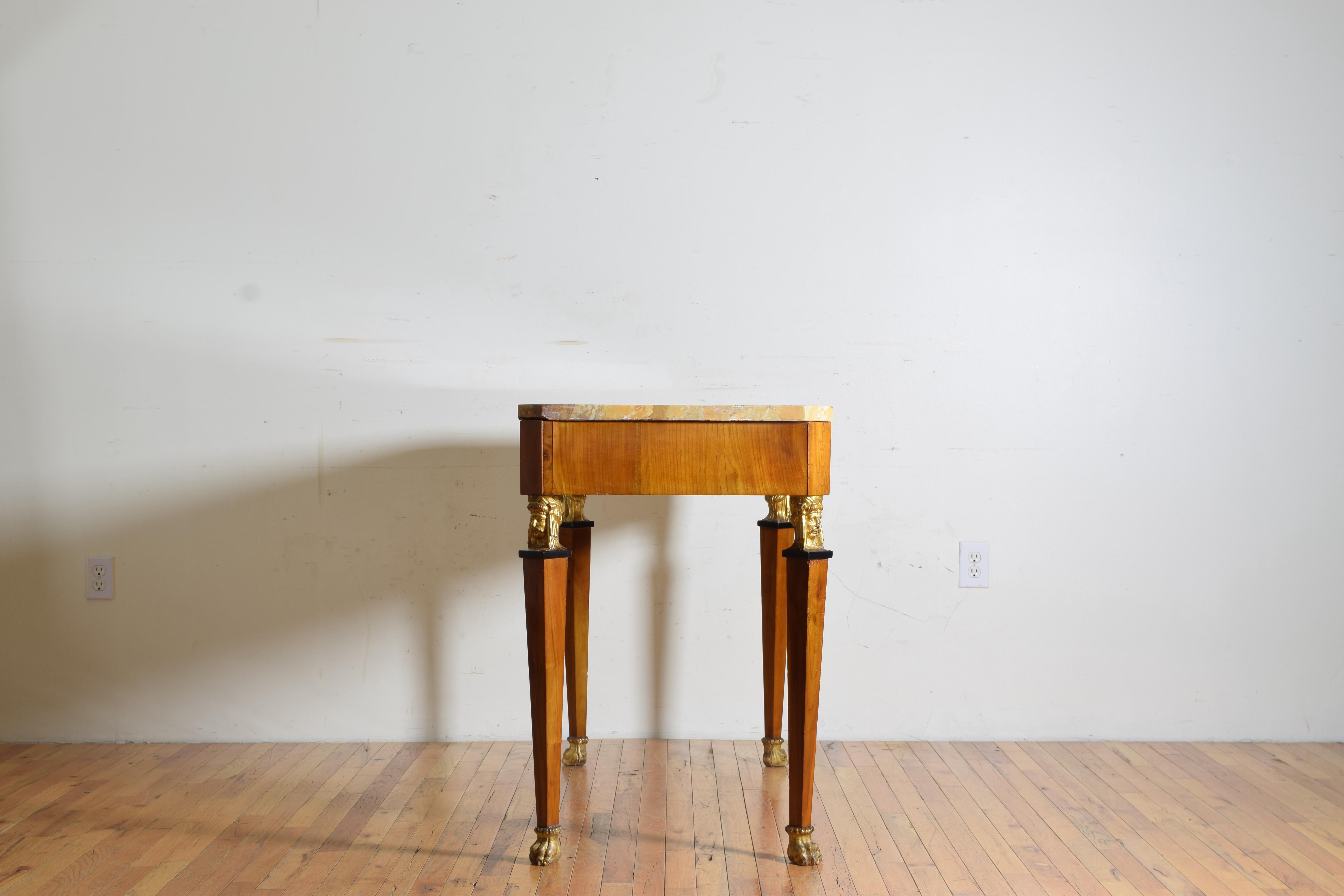 Italian Cherrywood Veneered, Giltwood, and Marble-Top Center Table In Good Condition In Atlanta, GA