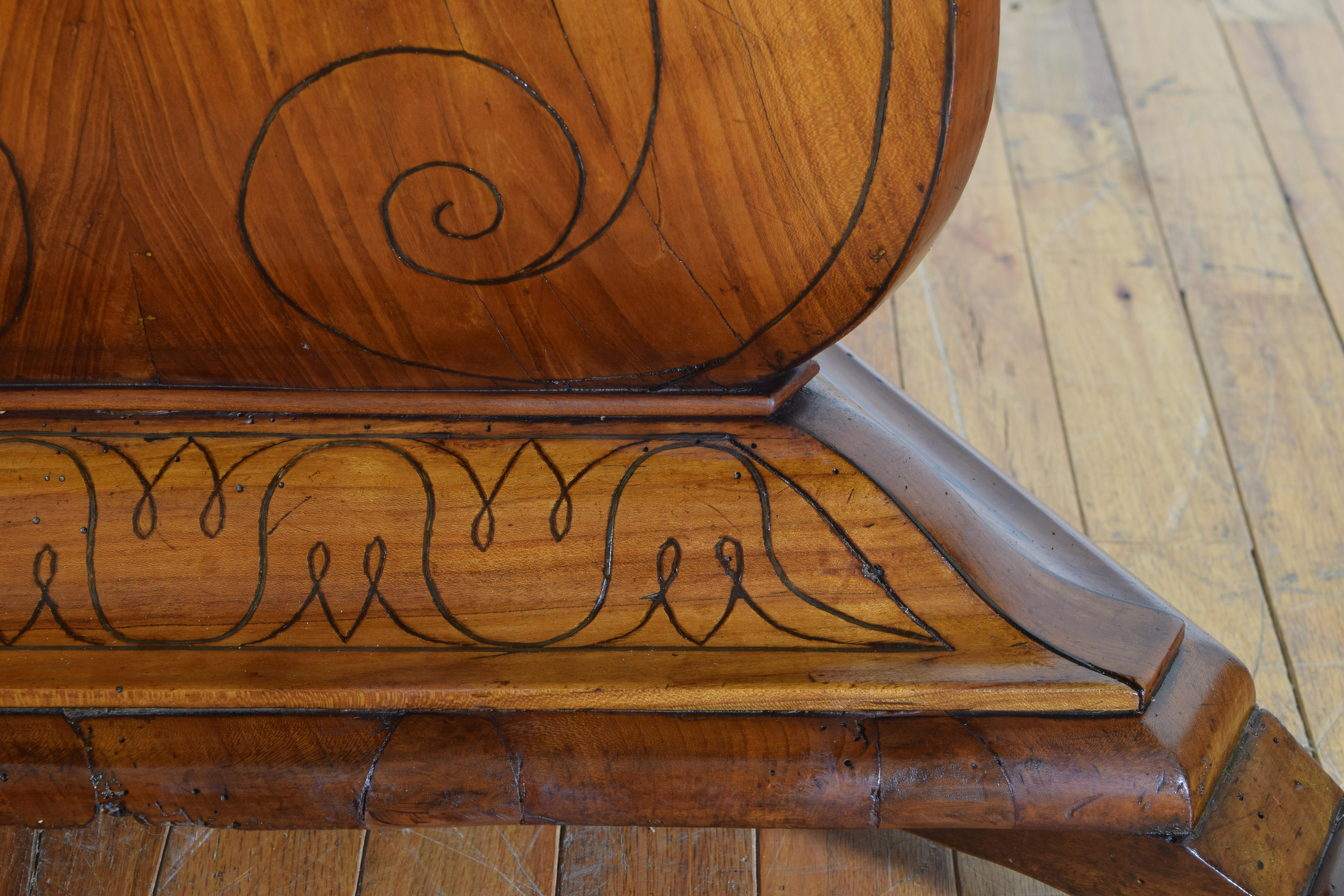 Italian Cherrywood Veneered and Inlaid Marble-Top Center Table, Mid-19th Century 6