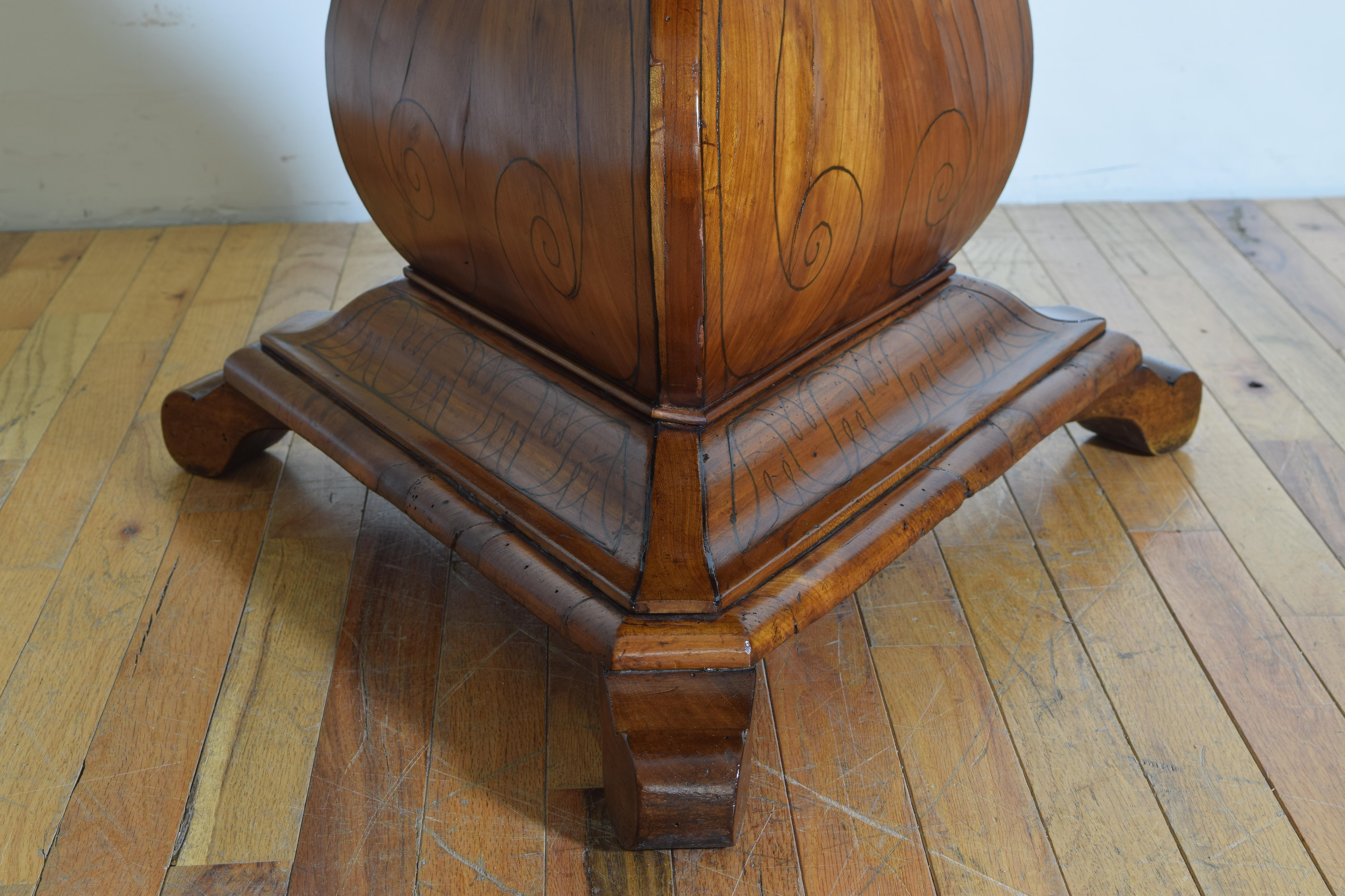 Italian Cherrywood Veneered and Inlaid Marble-Top Center Table, Mid-19th Century 9