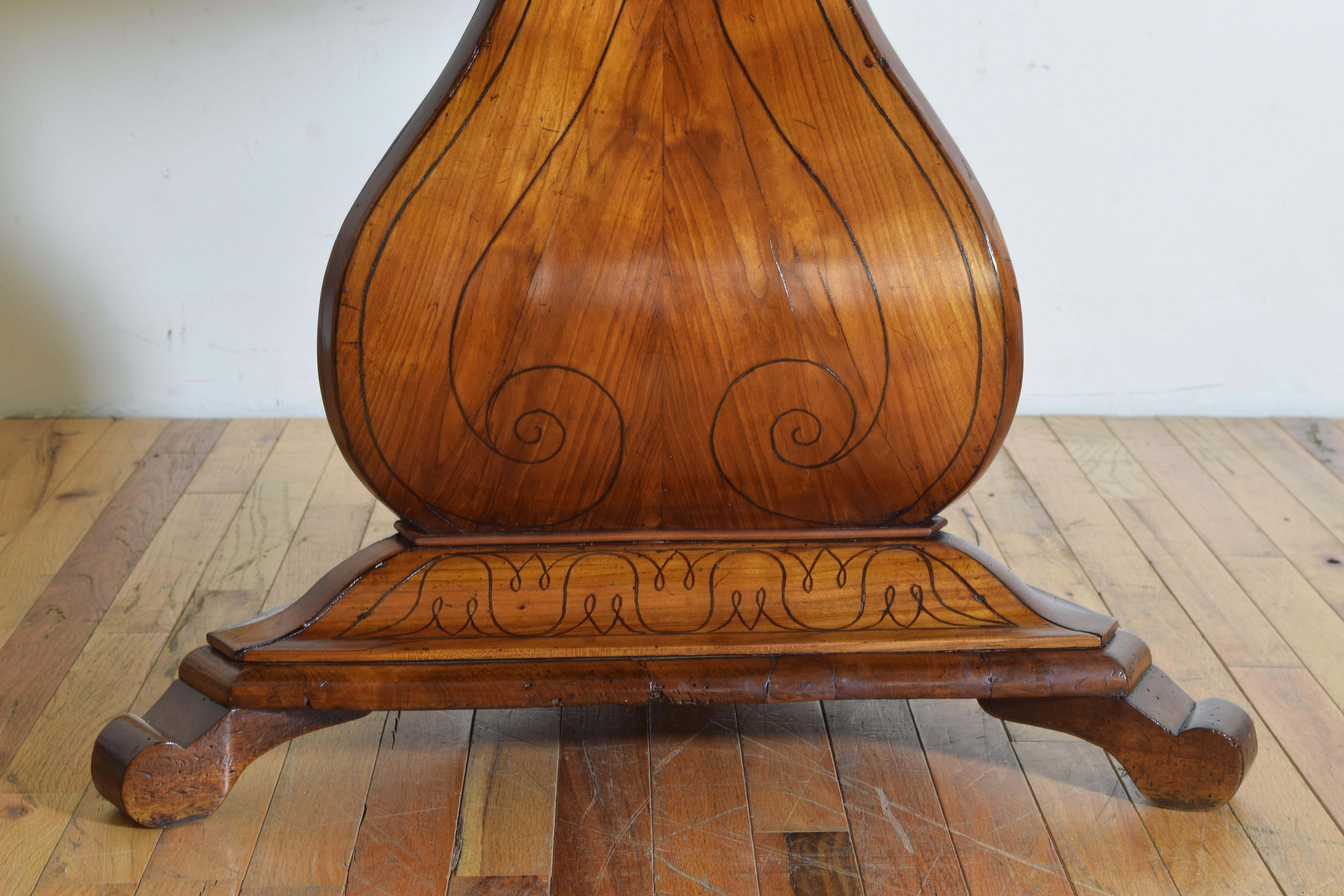 Italian Cherrywood Veneered and Inlaid Marble-Top Center Table, Mid-19th Century 5