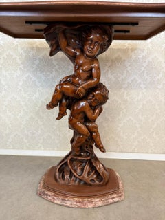 Italian Cherub Pedestal Table with Marble Base, c. 1940–1950