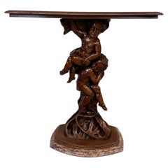 Italian Cherub Pedestal Table with Marble Base, c. 1940–1950