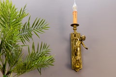 Italian Brass and Bronze Cherub Sconce Electrified Wall Light, 1950s