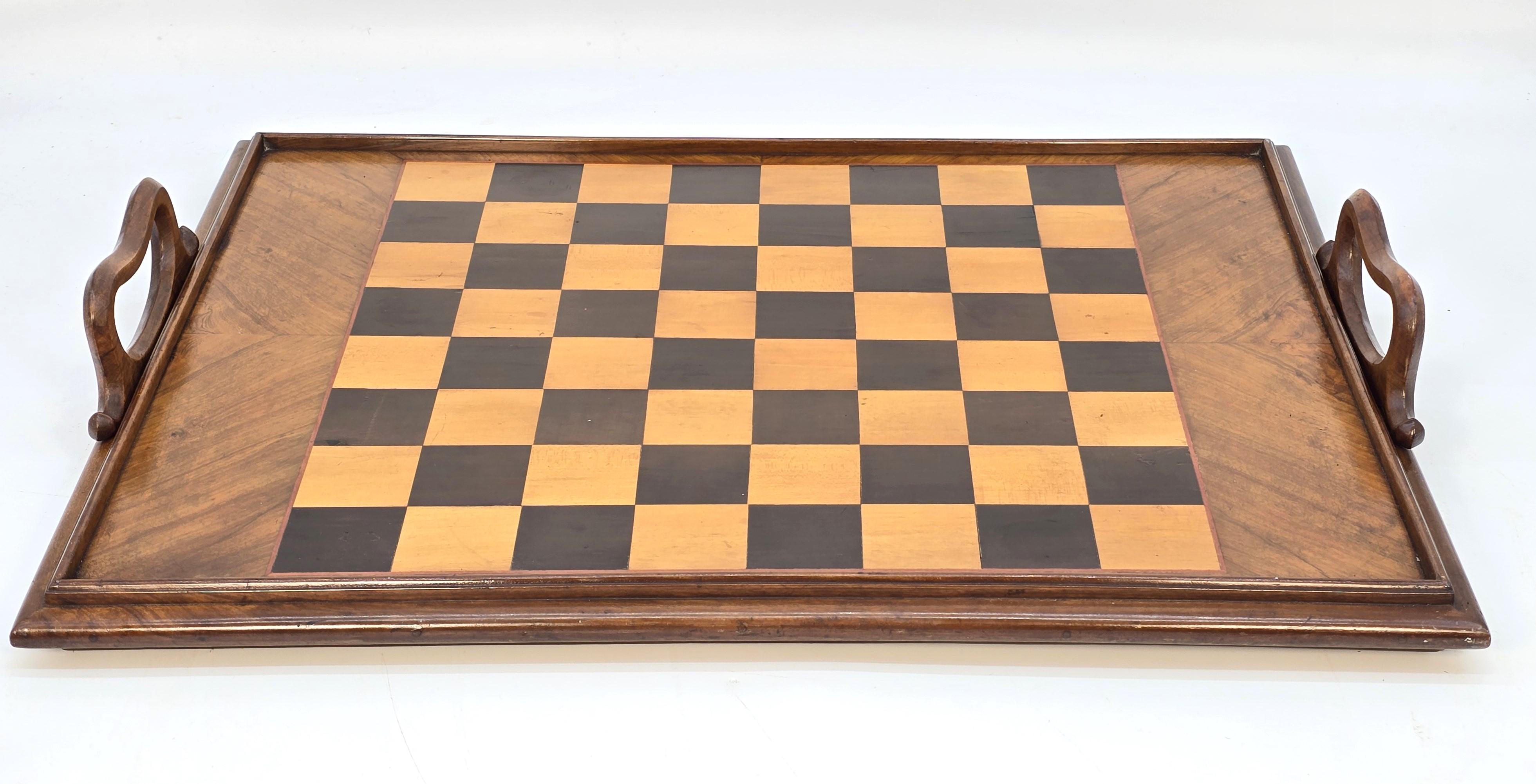 Calco Scacchiera italiana - vassoio reversibile con pezzi di scacchi in bronzo, Sorrento Ware in vendita