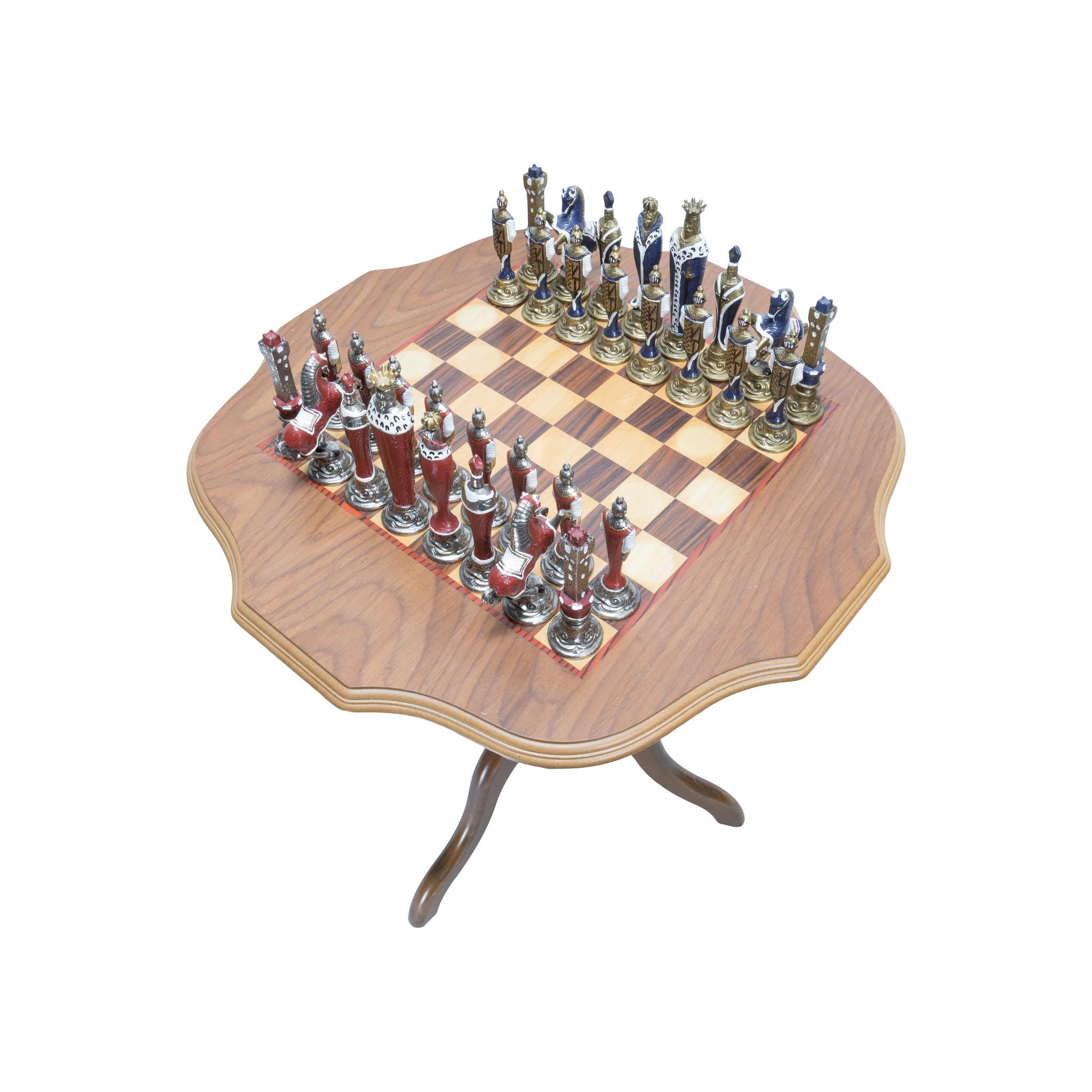 European Italian Chess Set and Table  For Sale