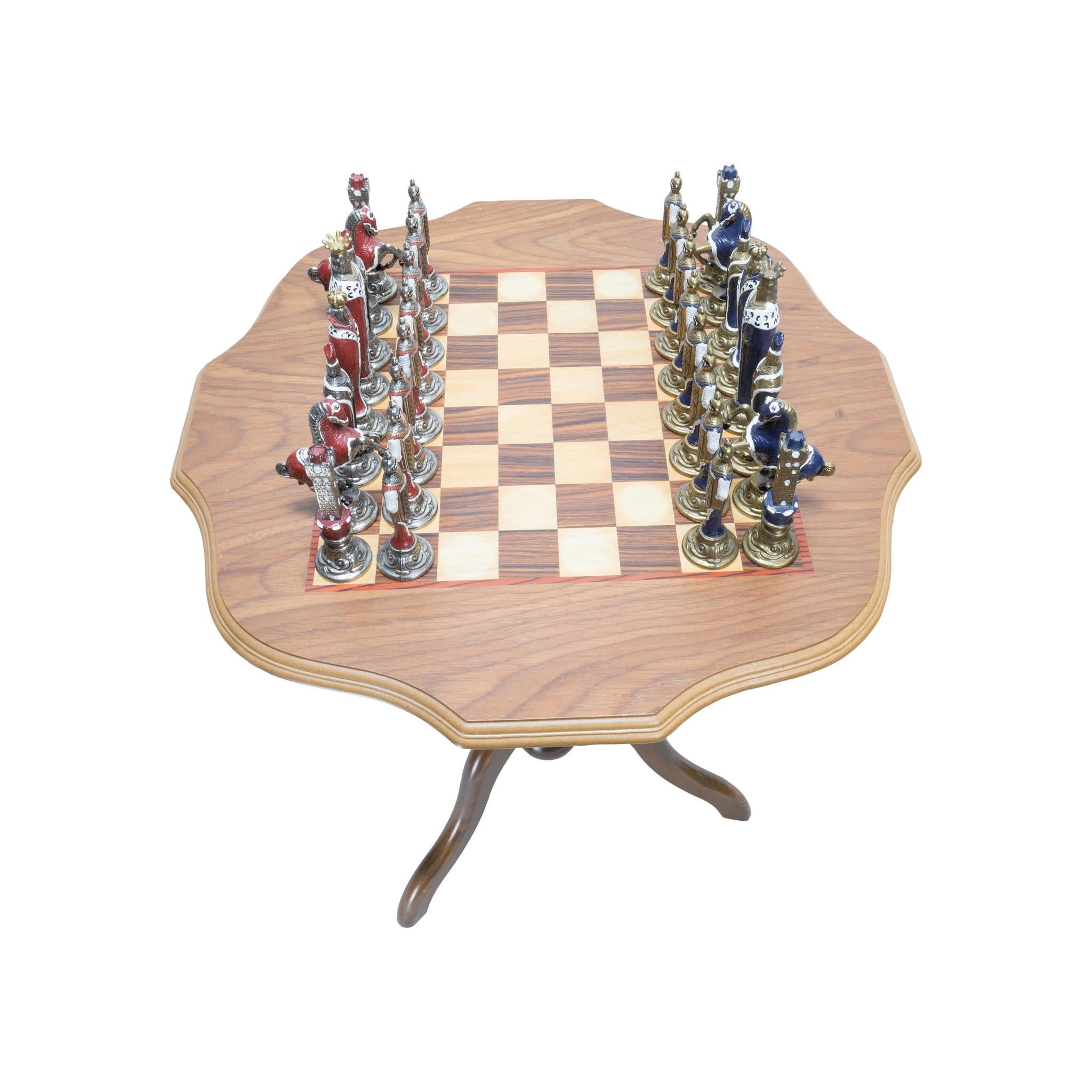 20th Century Italian Chess Set and Table  For Sale