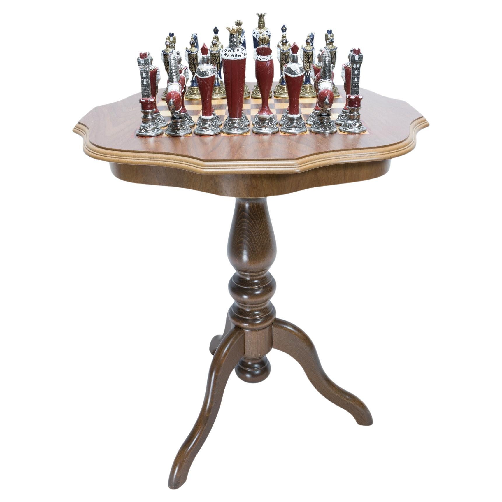 Italian Chess Set and Table  For Sale