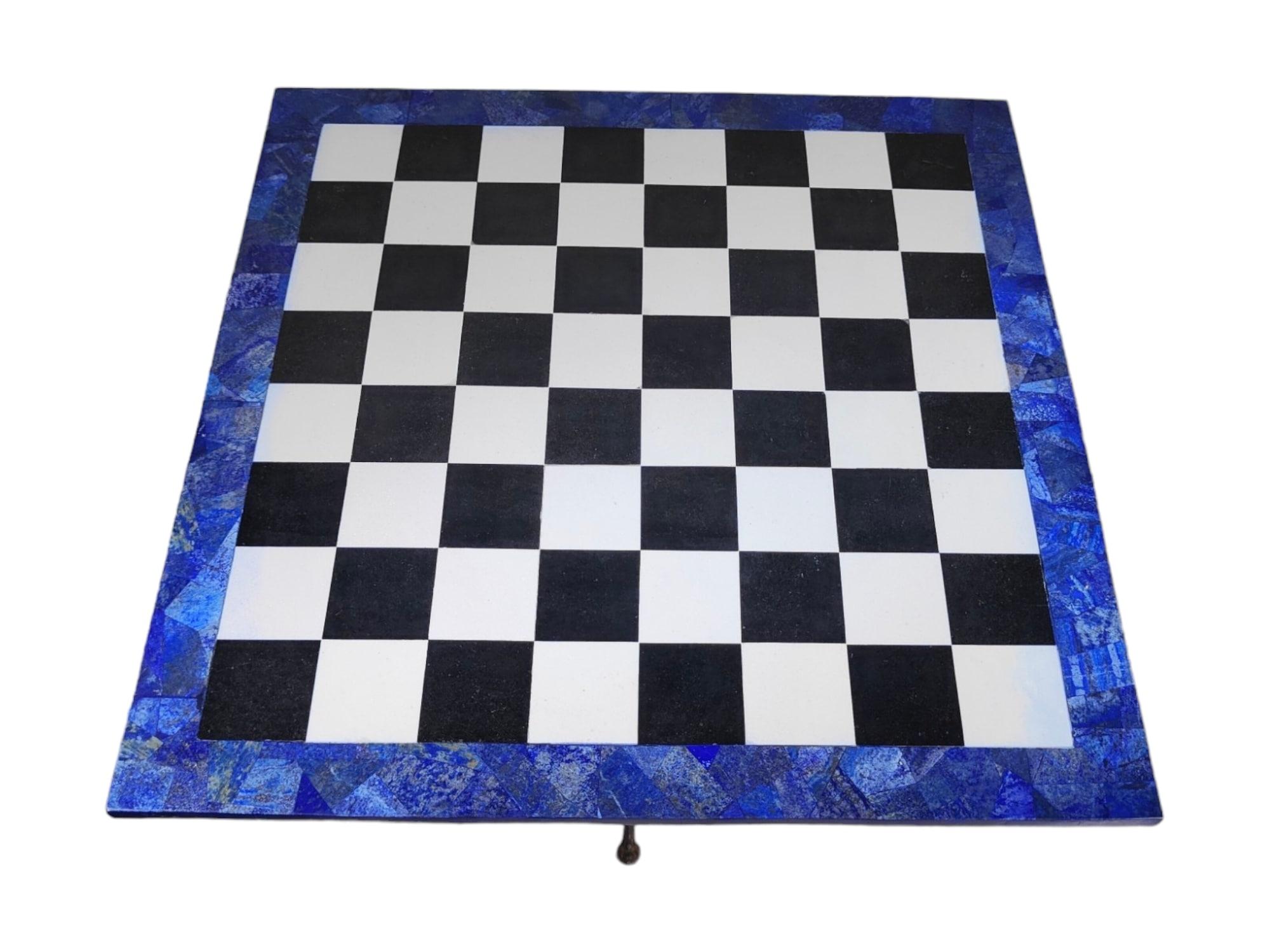Italian Chess Table from the 1950s - Lapis Lazuli, Marble, and Dragon-Shaped  For Sale 7