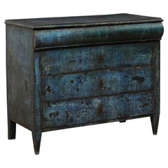 Italian Chest in Blue with Four Graduated-Drawers, a Handsomely Rustic Piece
