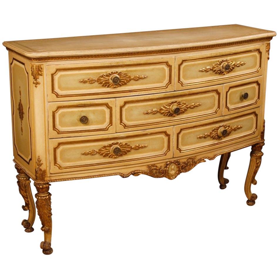 Italian Chest of Drawers in Lacquered and Giltwood from 20th Century